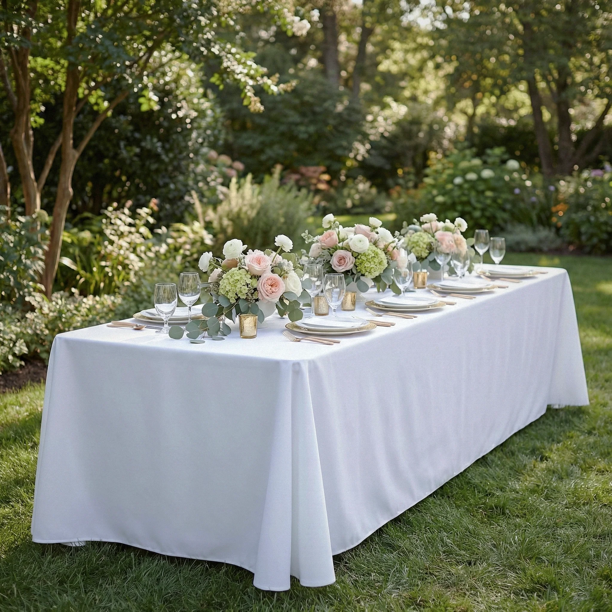 Scuba King 108"x156" Rectangular Tablecloth - White - Image 2