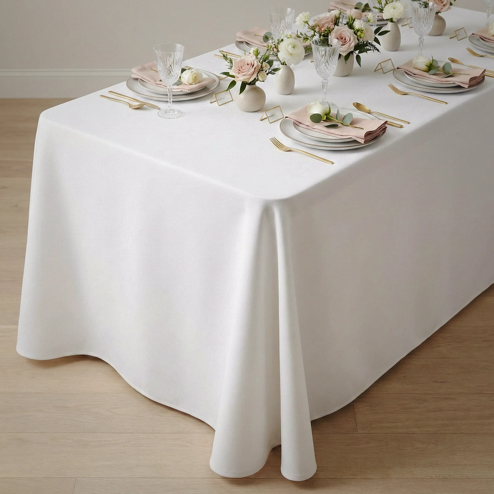 Scuba King 108"x156" Rectangular Tablecloth - White - Image 8