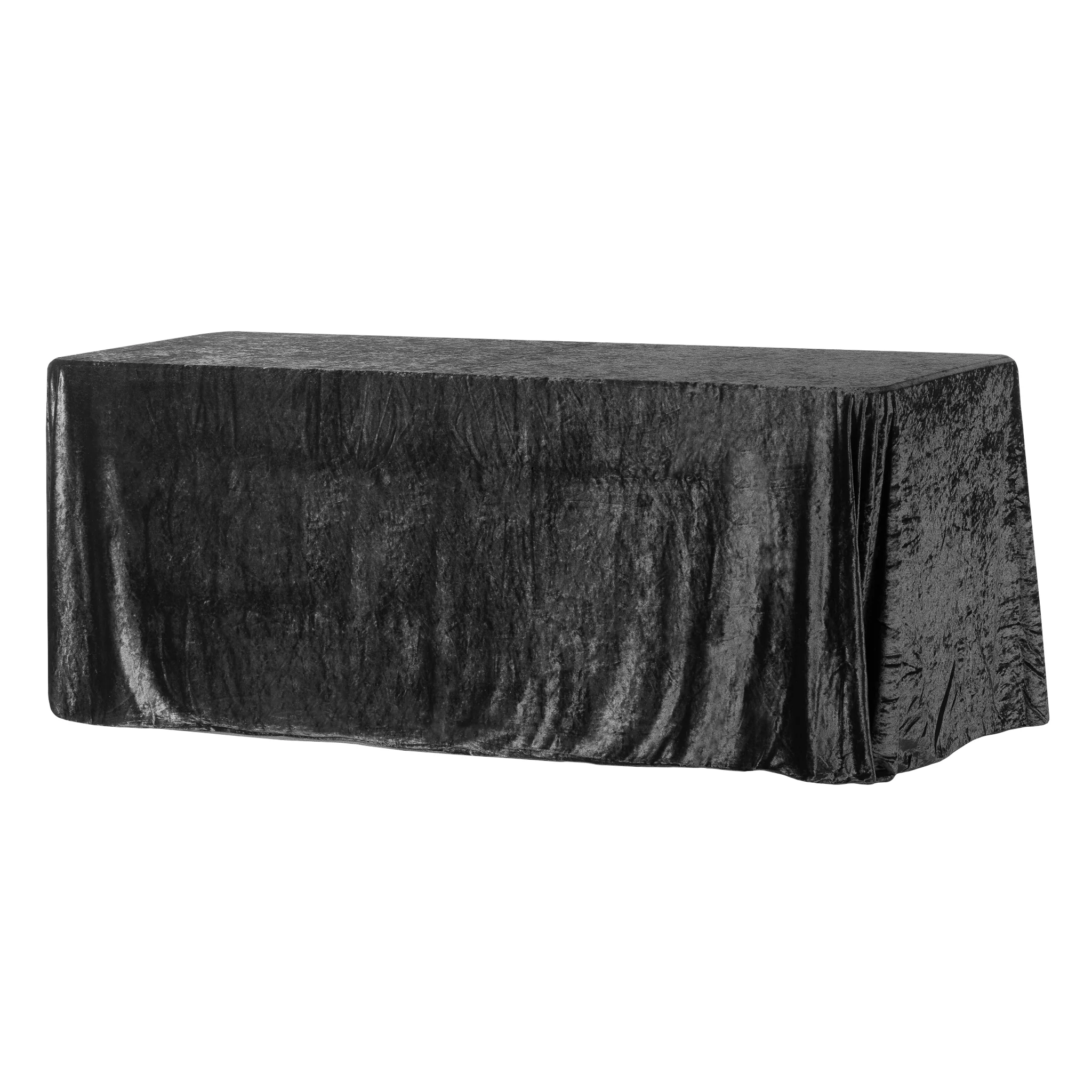Velvet King 108"x156" Rectangular Tablecloth - Black - Image 4