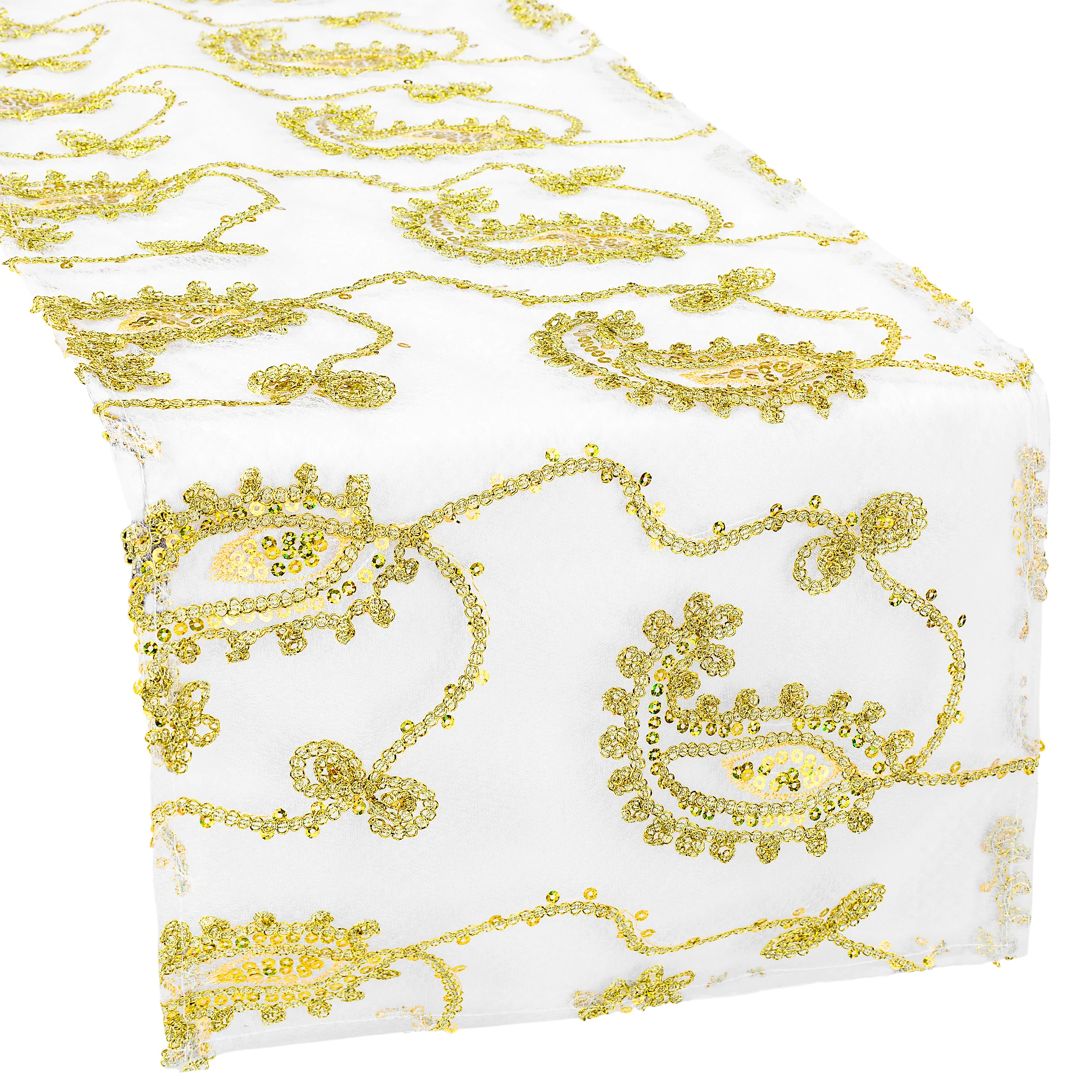 Paisley Sequin Table Runner - Gold - Image 2