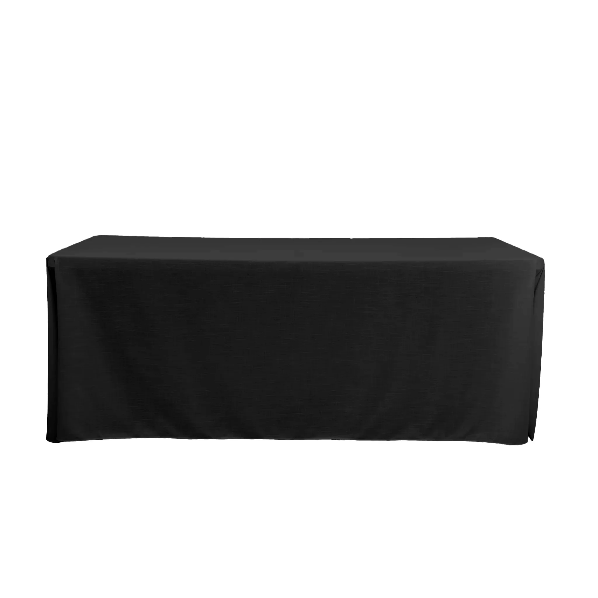 Premium Linen-Look Panama Weave 90"x132" Rectangle Tablecloth - Black
