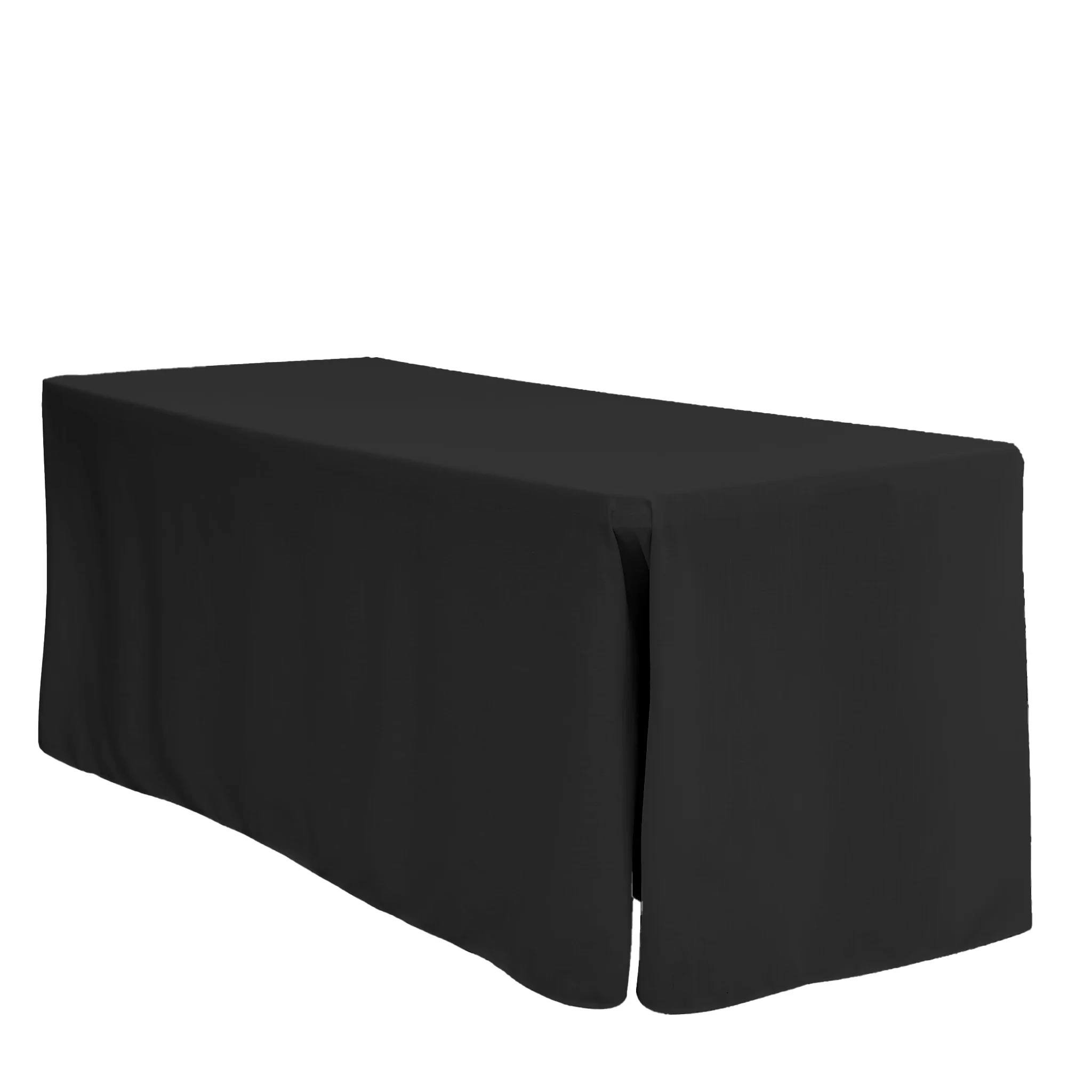 Premium Linen-Look Panama Weave 90"x132" Rectangle Tablecloth - Black - Image 2