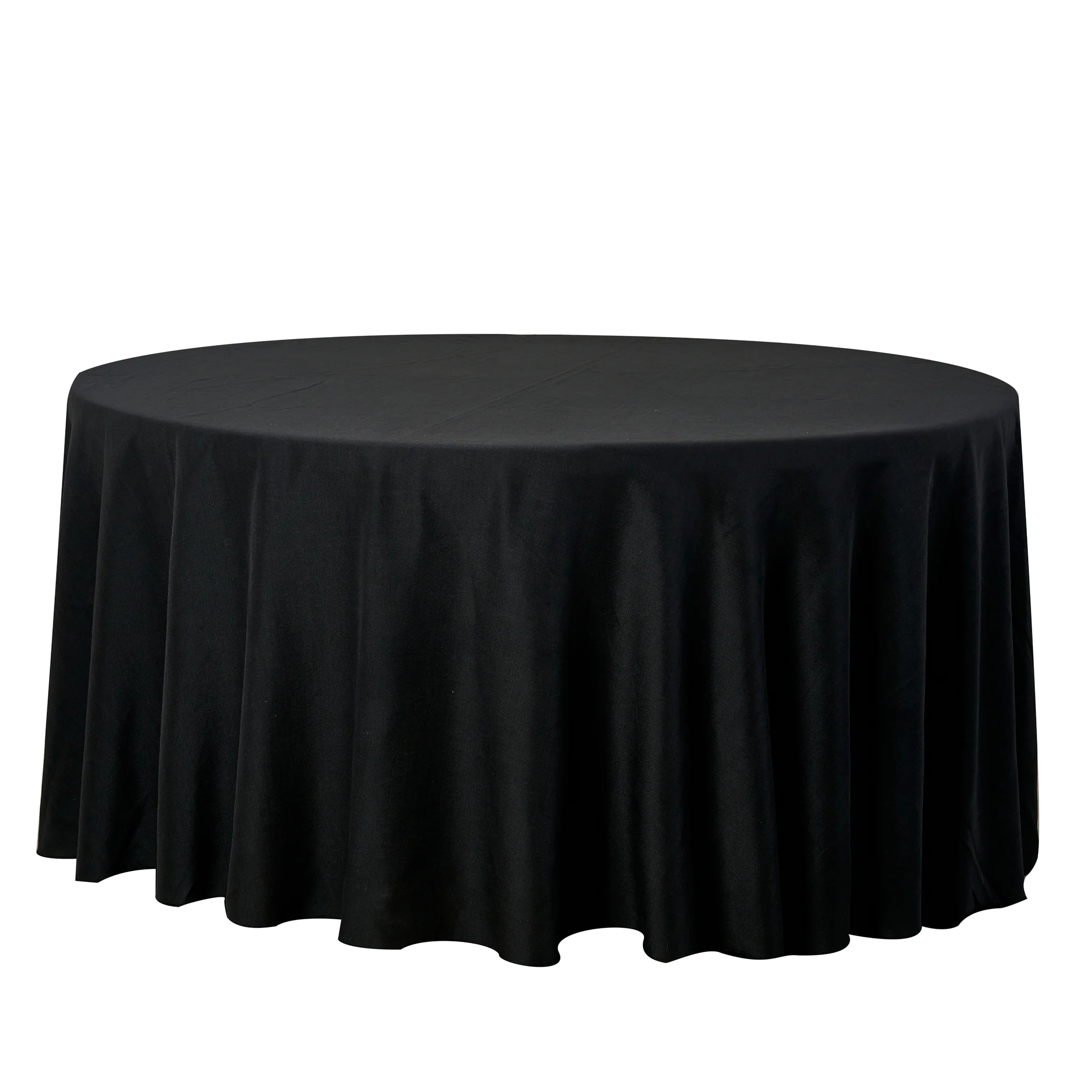 120" Round Premium Linen-Look Panama Weave Tablecloth - Black