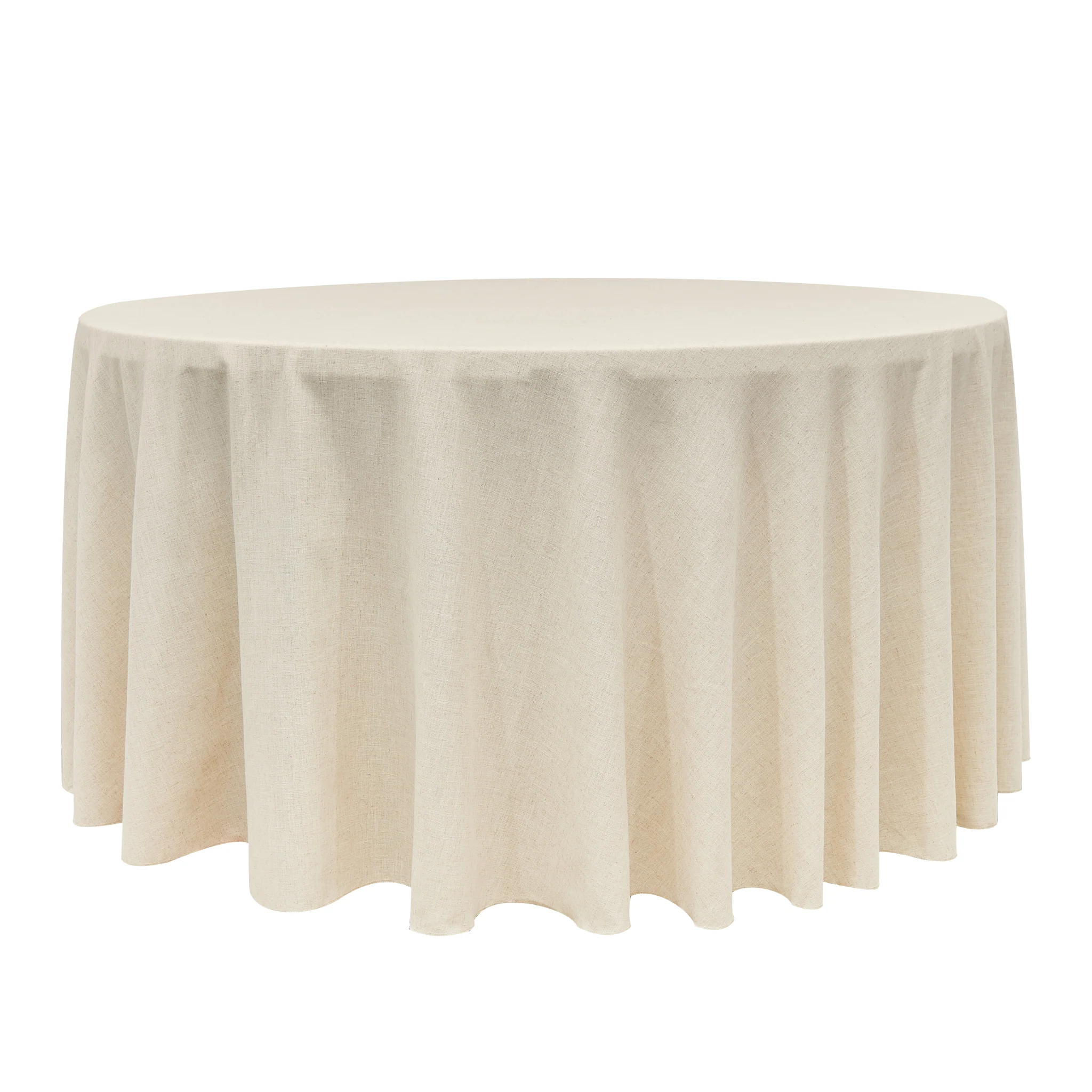 120" Round Premium Linen-Look Panama Weave Tablecloth - Ivory