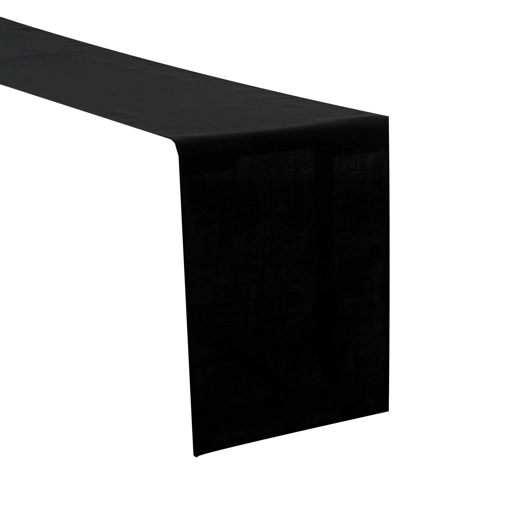 Premium Linen-Look Panama Weave Table Runner - Black