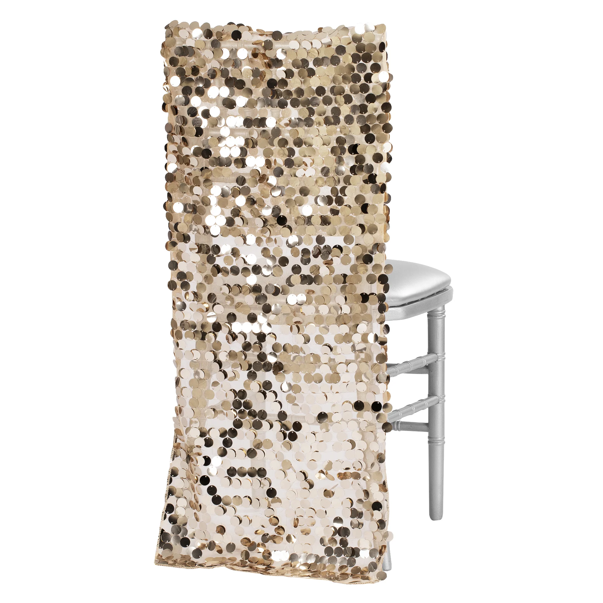 Payette Sequin Chiavari Chair Back Cover - Champagne - Image 2