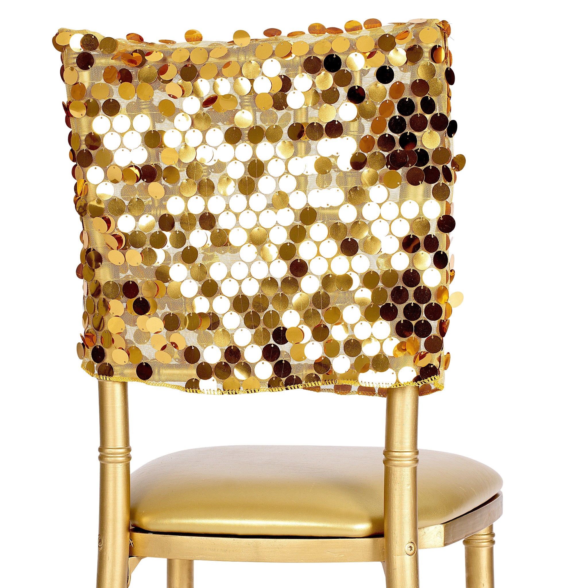 Payette Sequin Chiavari Chair Cap 16"W x 14"L - Gold