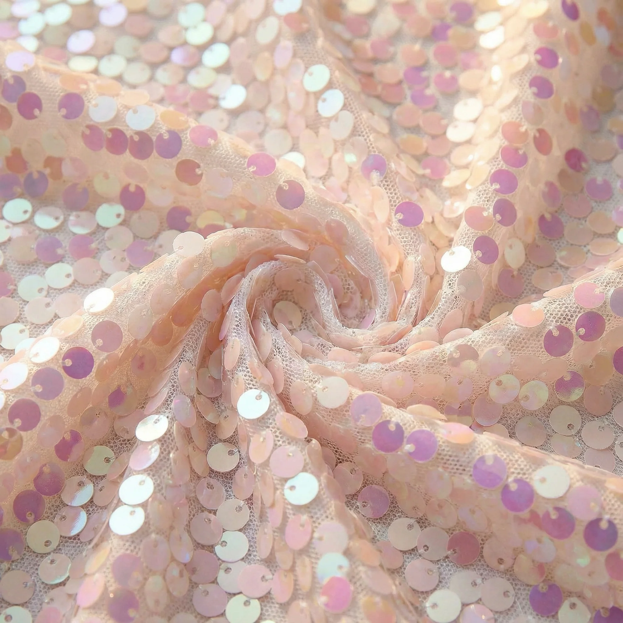 Large Payette Sequin Round 120" Tablecloth - Iridescent Pink - Image 7
