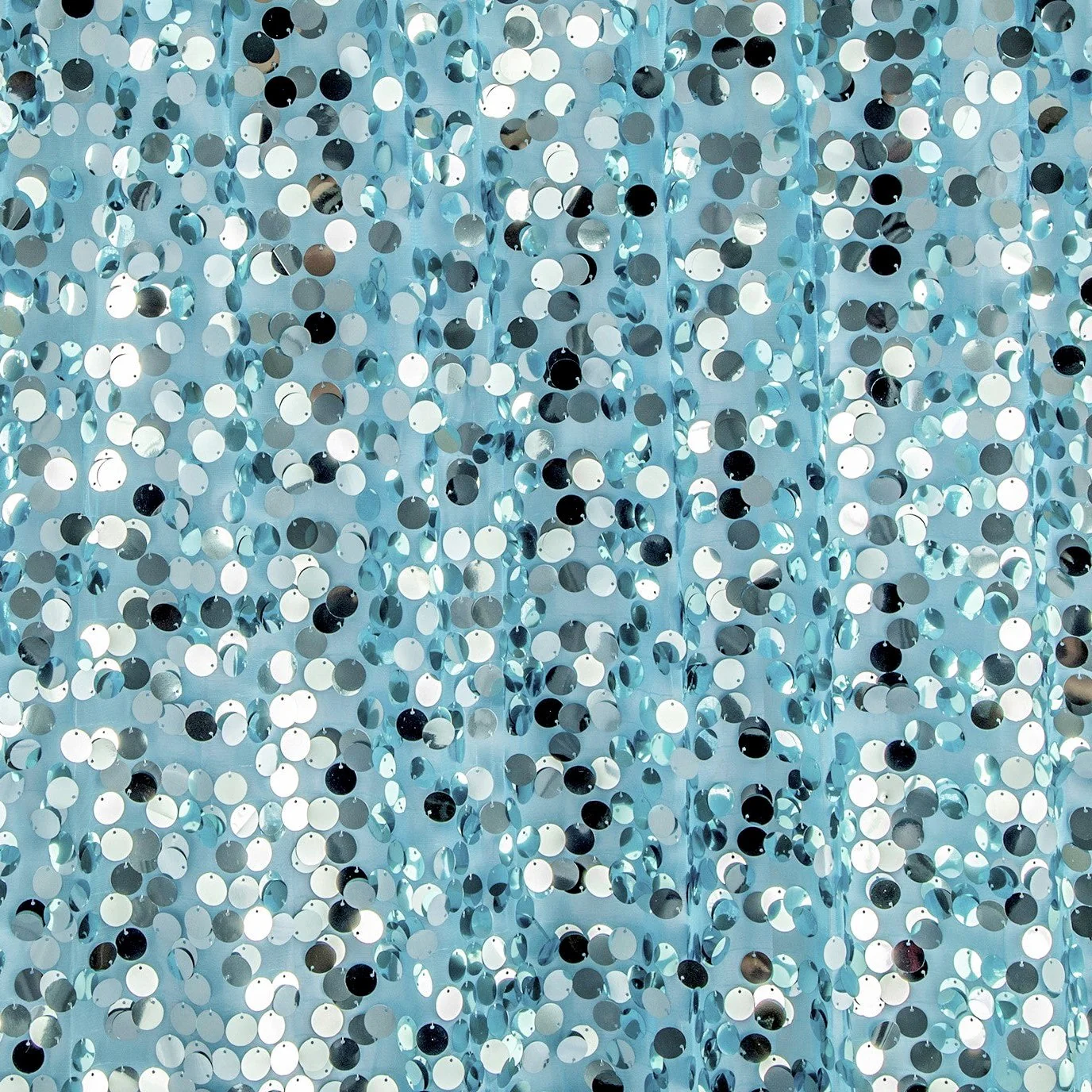 Large Payette Sequin Round 120" Tablecloth - Baby Blue - Image 2