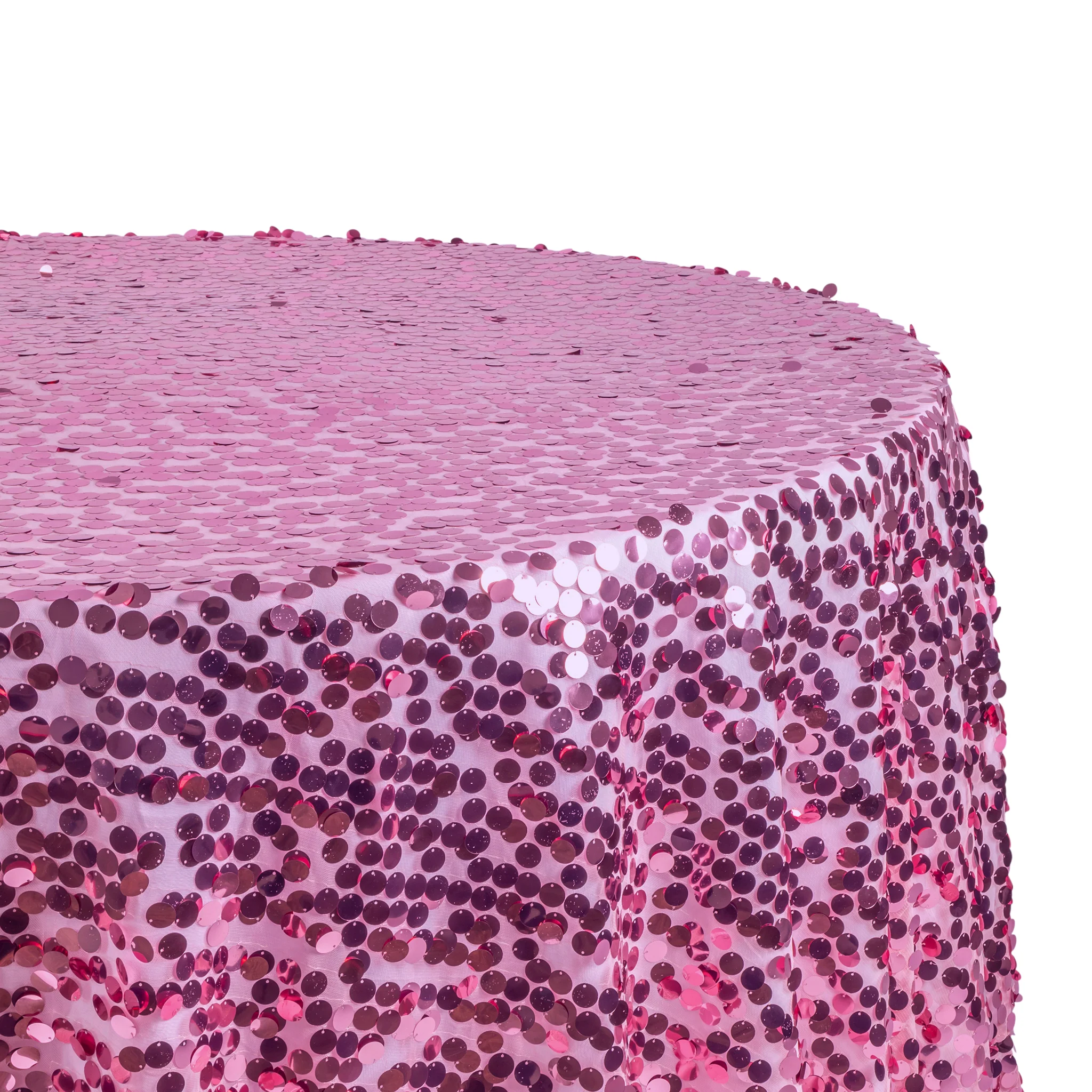 Large Payette Sequin Round 120" Tablecloth - Pink - Image 2