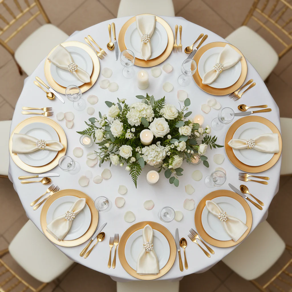 10 pc/pk Pearl and Diamond Cluster Napkin Ring - Gold - Image 8