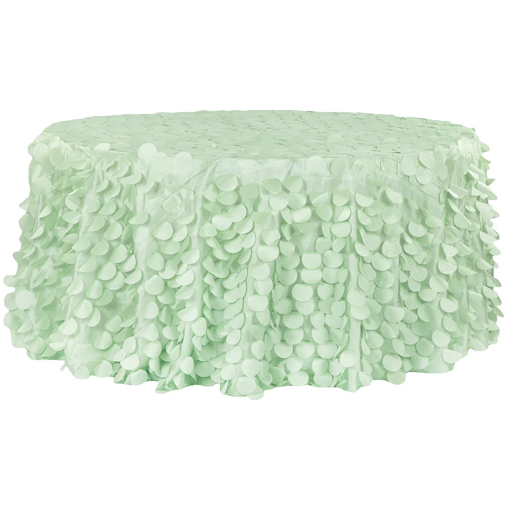 Petal Circle Taffeta 132" Round Tablecloth - Mint Green