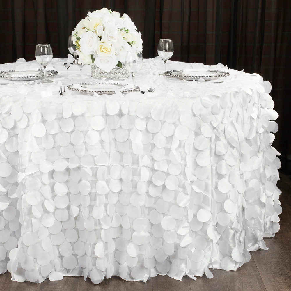 Petal Circle Taffeta 132" Round Tablecloth - White - Image 2