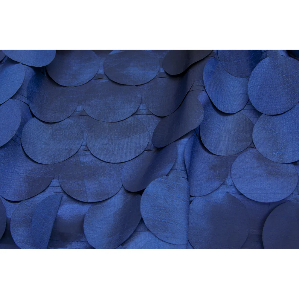 Petal Circle Taffeta 90"x90" Square Table Overlay - Navy Blue - Image 2