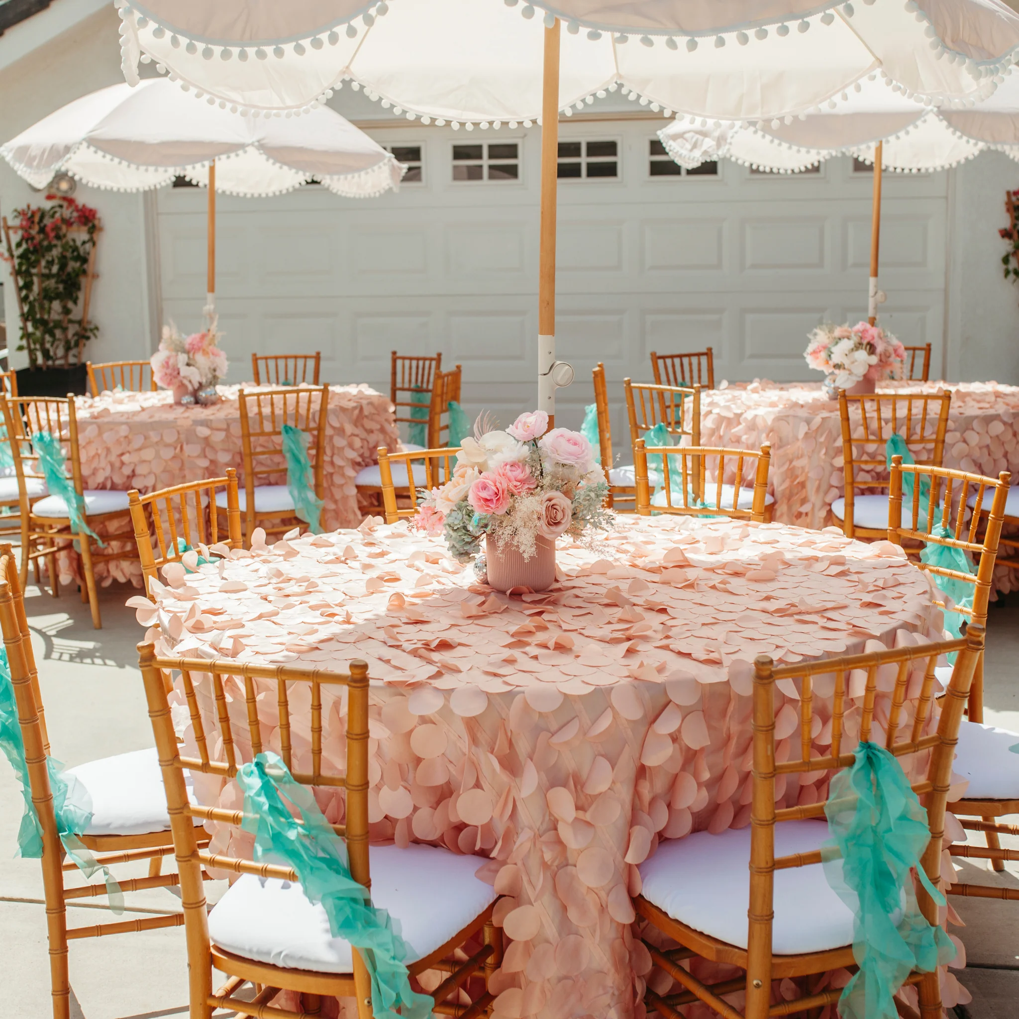 Petal Circle Taffeta Round 120" Tablecloth - Blush/Rose Gold - Image 2