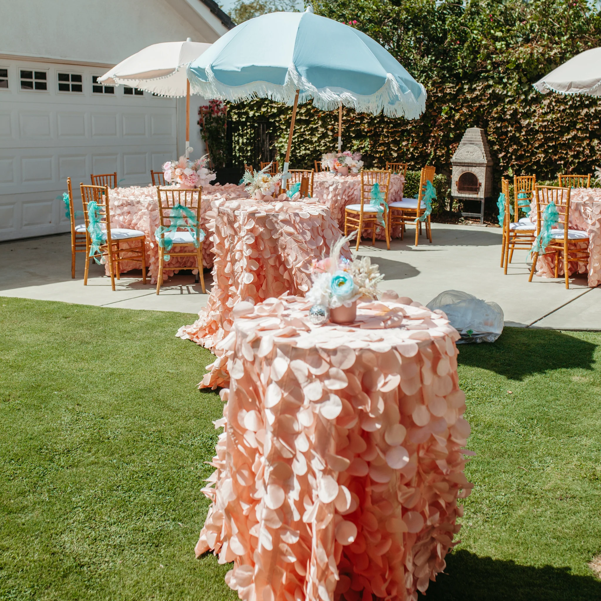 Petal Circle Taffeta Round 120" Tablecloth - Blush/Rose Gold - Image 4