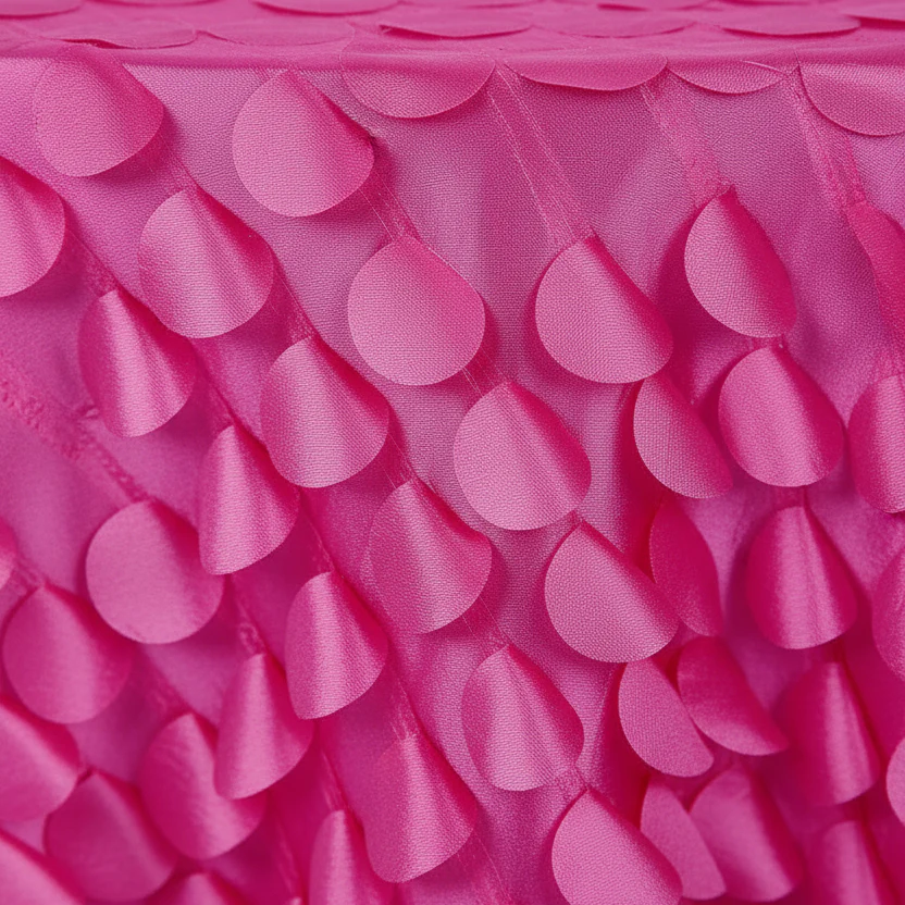 Petal Circle Taffeta Round 120" Tablecloth - Fuchsia - Image 4