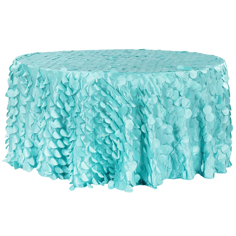 Petal Circle Taffeta Round 120" Tablecloth - Light Turquoise