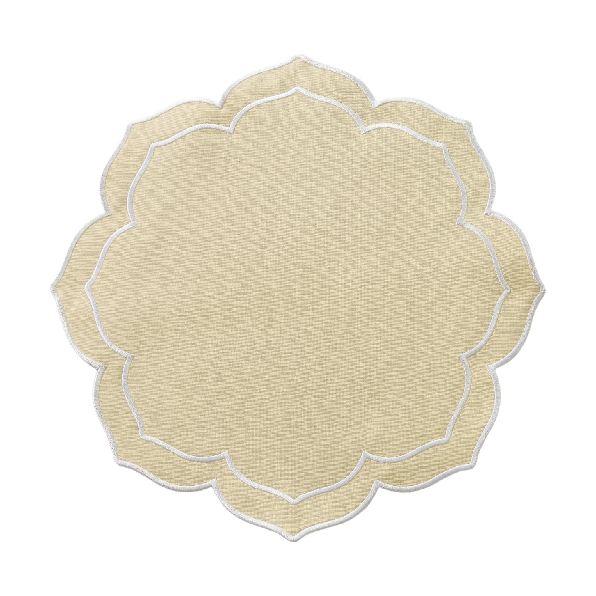 4pc/set Petal Elegance Placemats - Champagne/White Trim