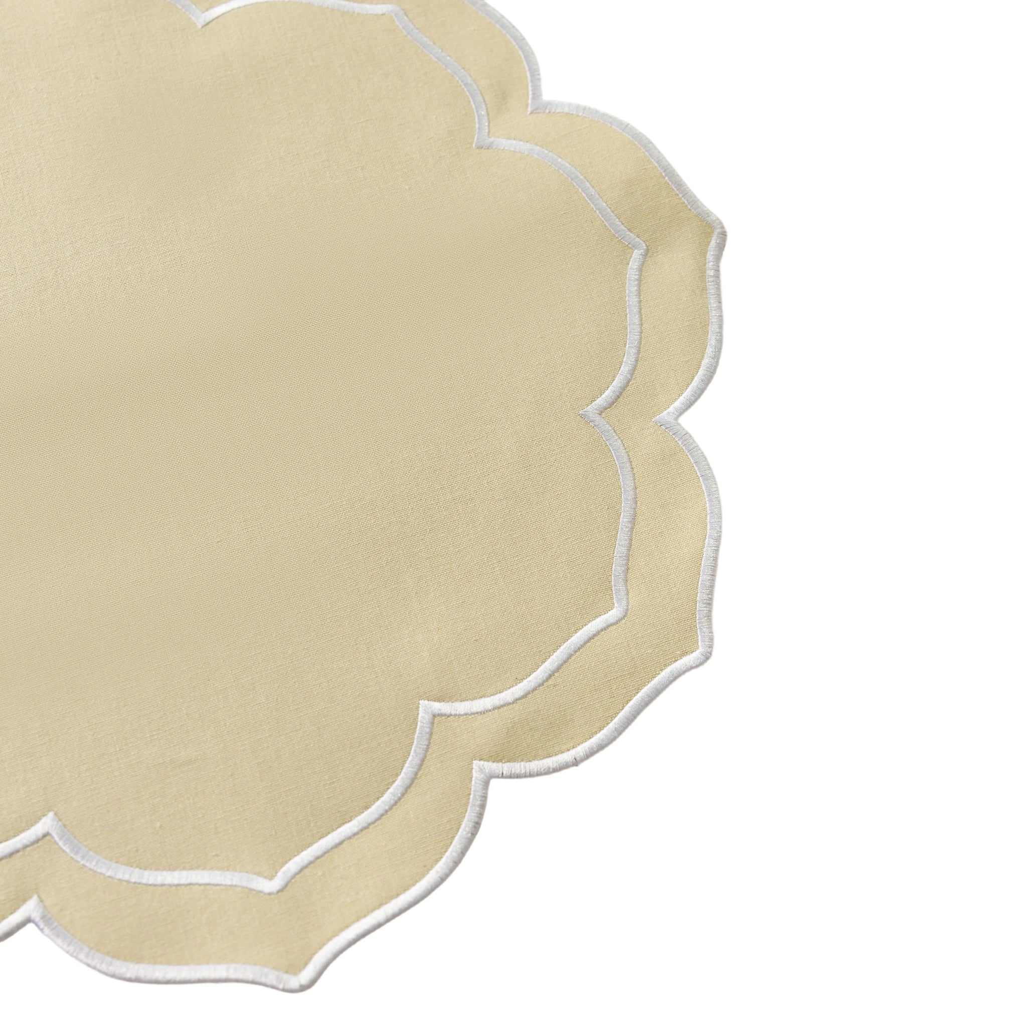 4pc/set Petal Elegance Placemats - Champagne/White Trim - Image 5