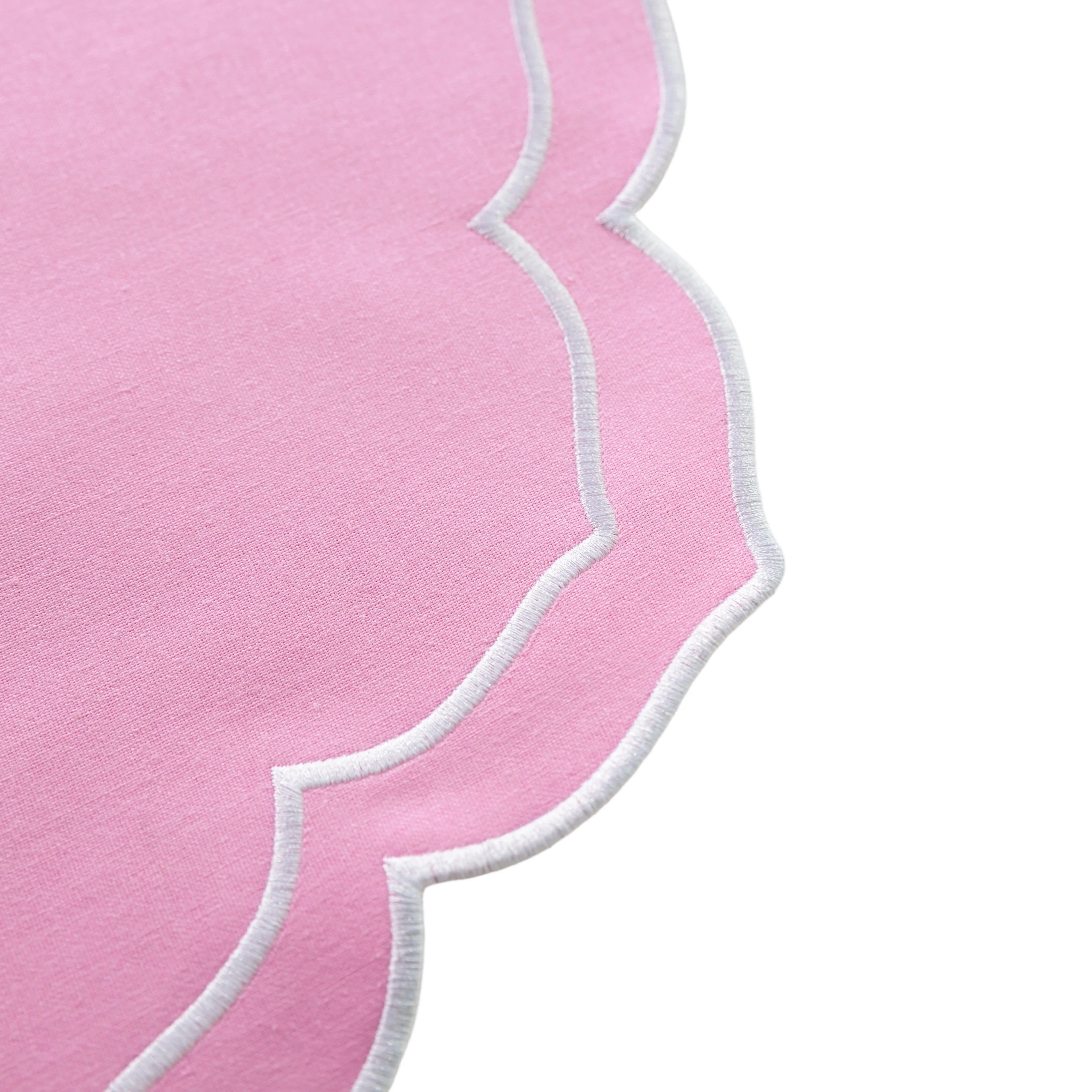 4pc/set Petal Elegance Placemats - Pink/White Trim - Image 4