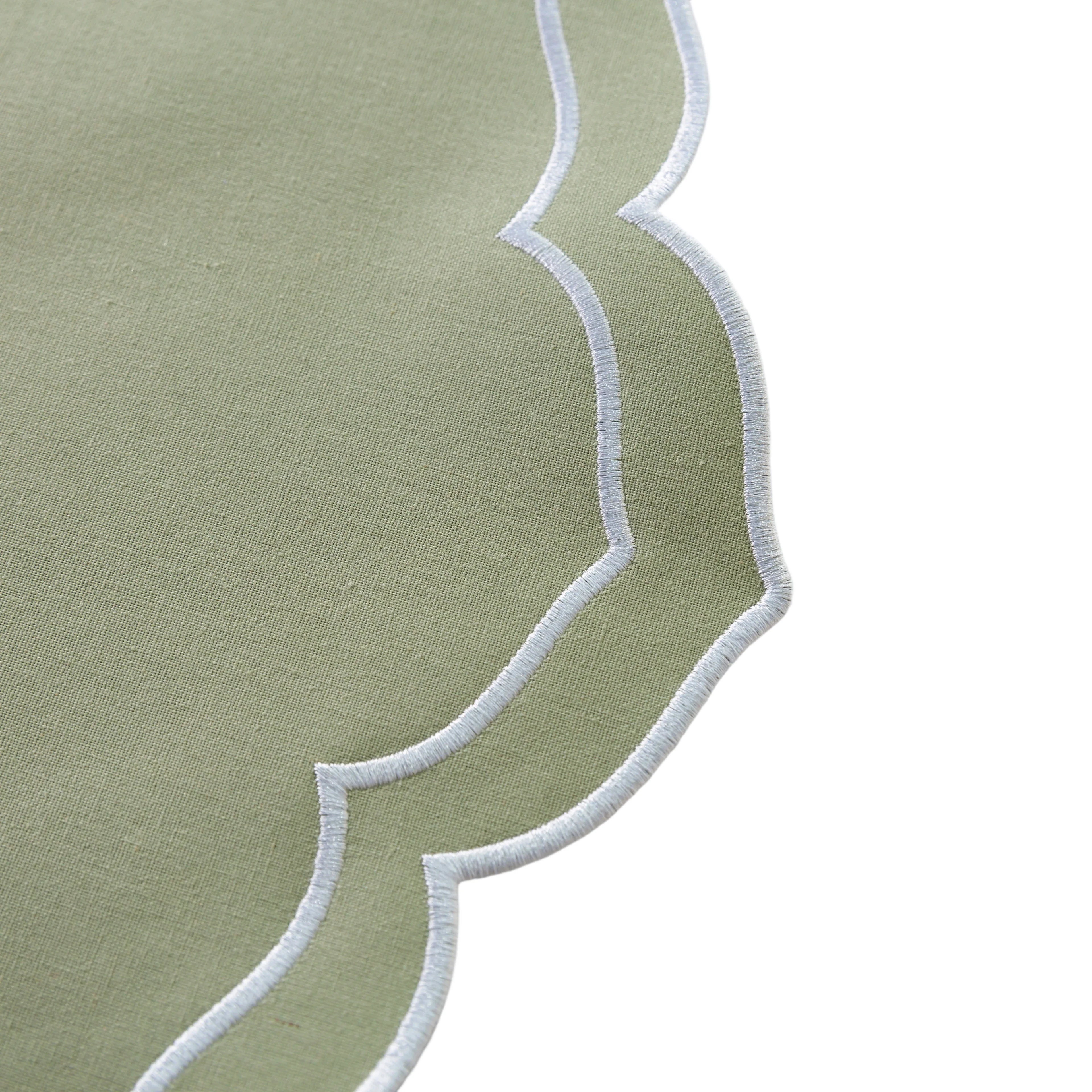 4pc/set Petal Elegance Placemats - Sage Green/White Trim - Image 4