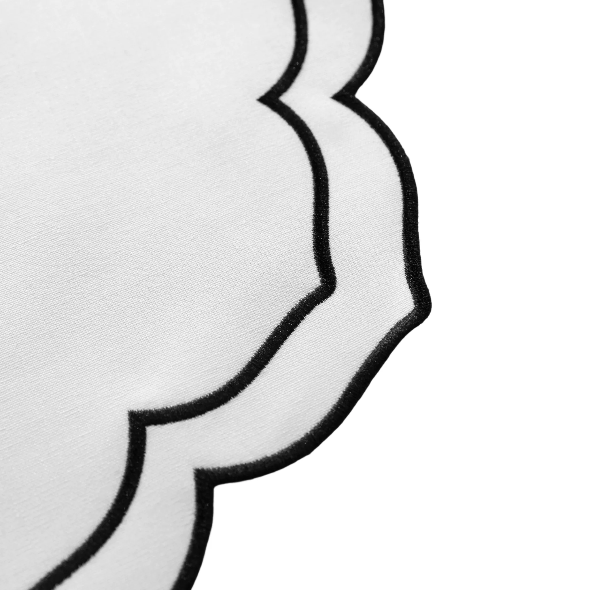 4pc/set Petal Elegance Placemats - White/Black Trim - Image 5