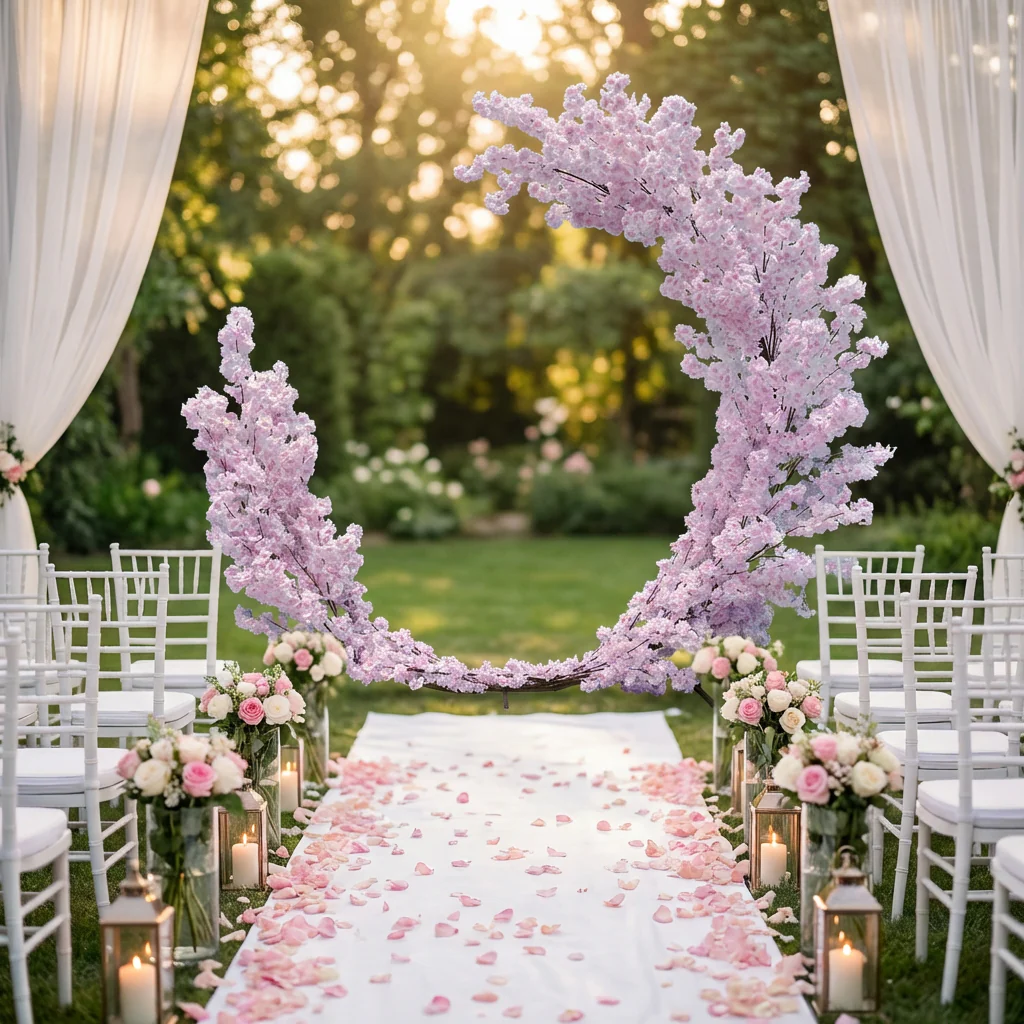 Cherry Blossom Crescent Arch Backdrop - Pink - Image 2