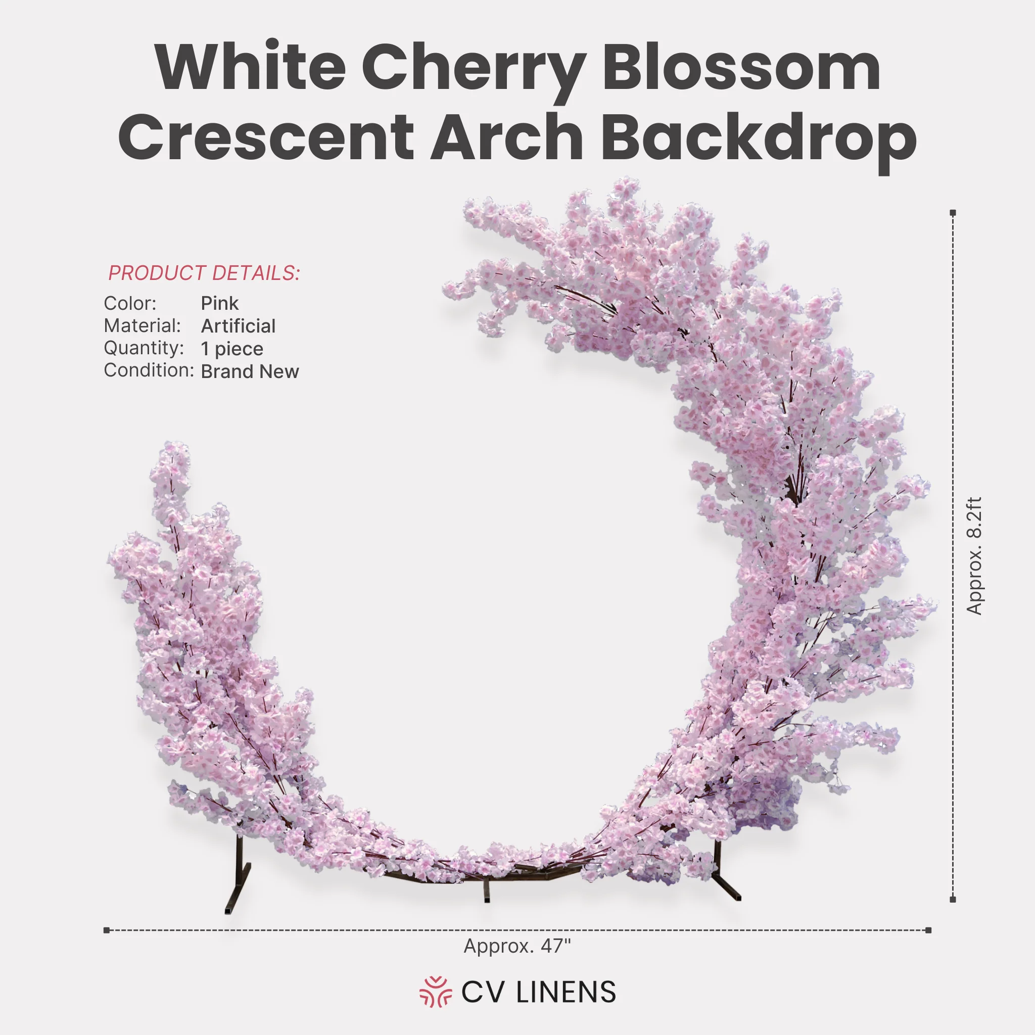 Cherry Blossom Crescent Arch Backdrop - Pink - Image 3