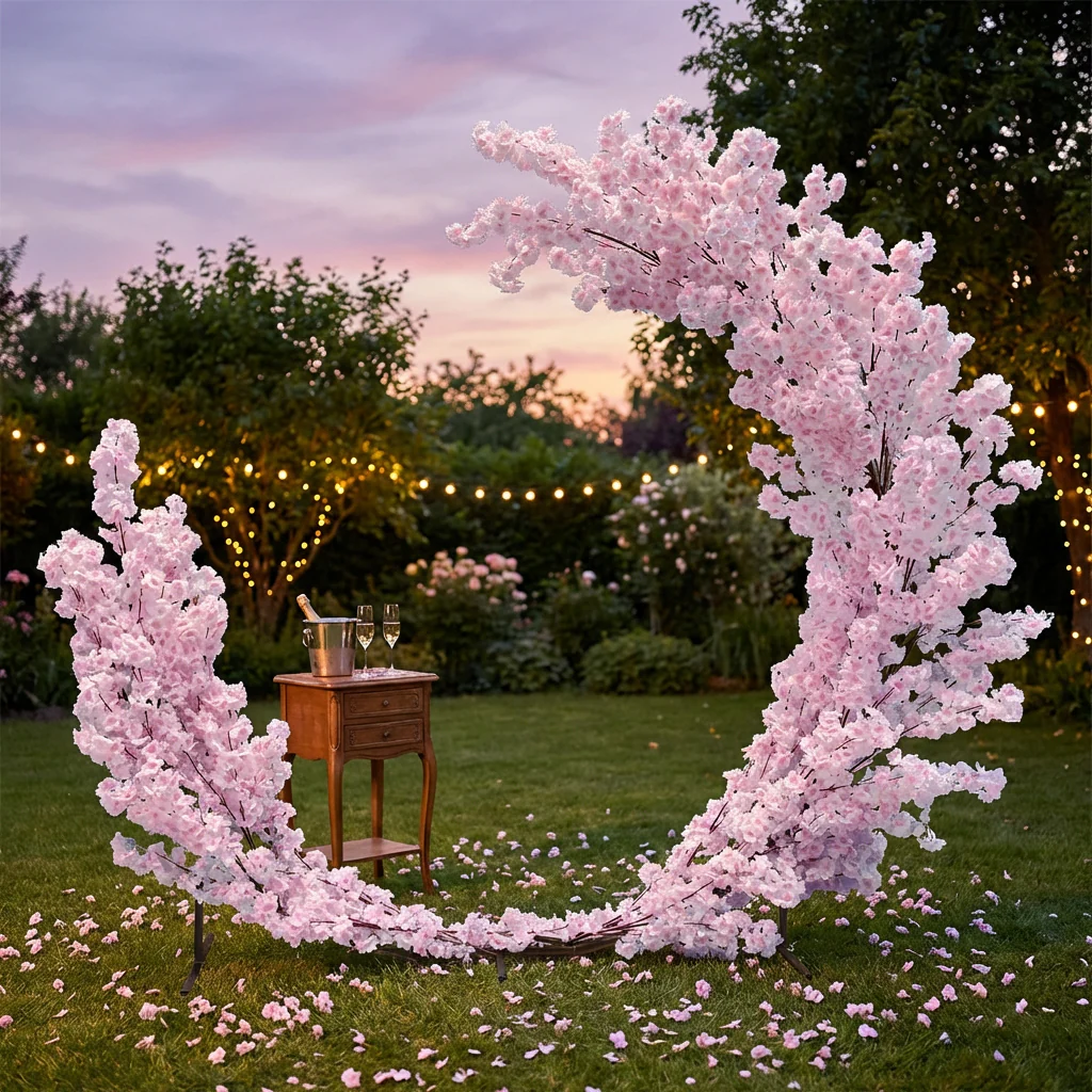 Cherry Blossom Crescent Arch Backdrop - Pink - Image 4
