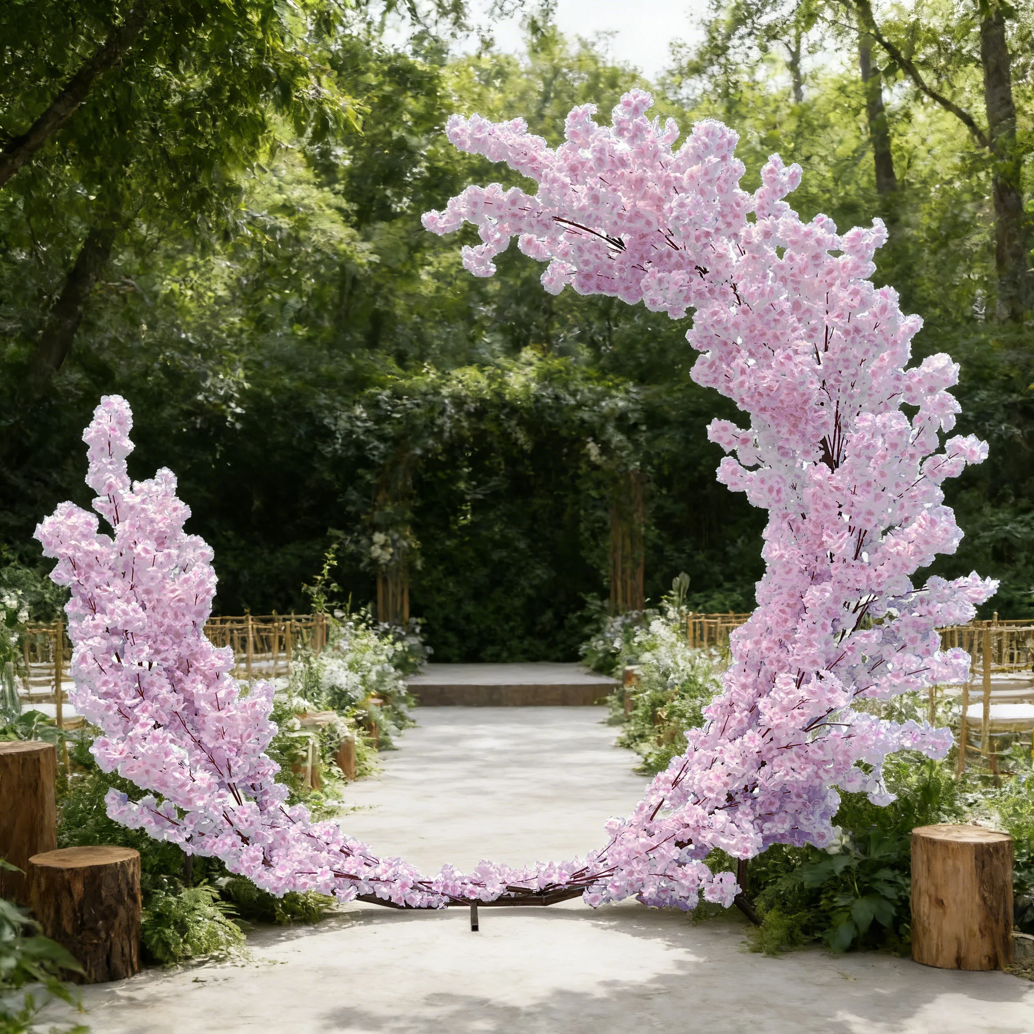 Cherry Blossom Crescent Arch Backdrop - Pink - Image 7