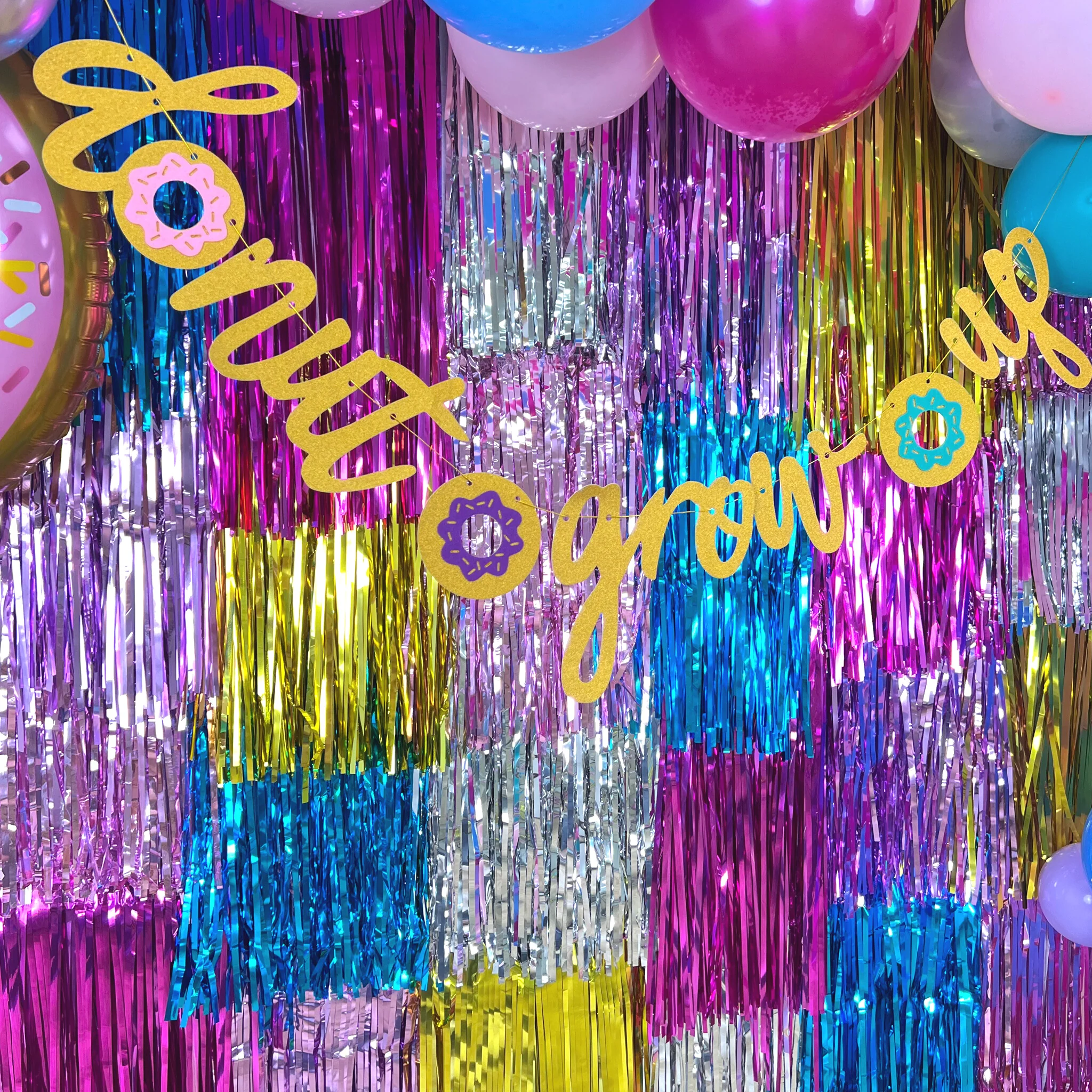 Pink Metallic Foil Fringe Backdrop Curtain 6.5 ft - Image 4