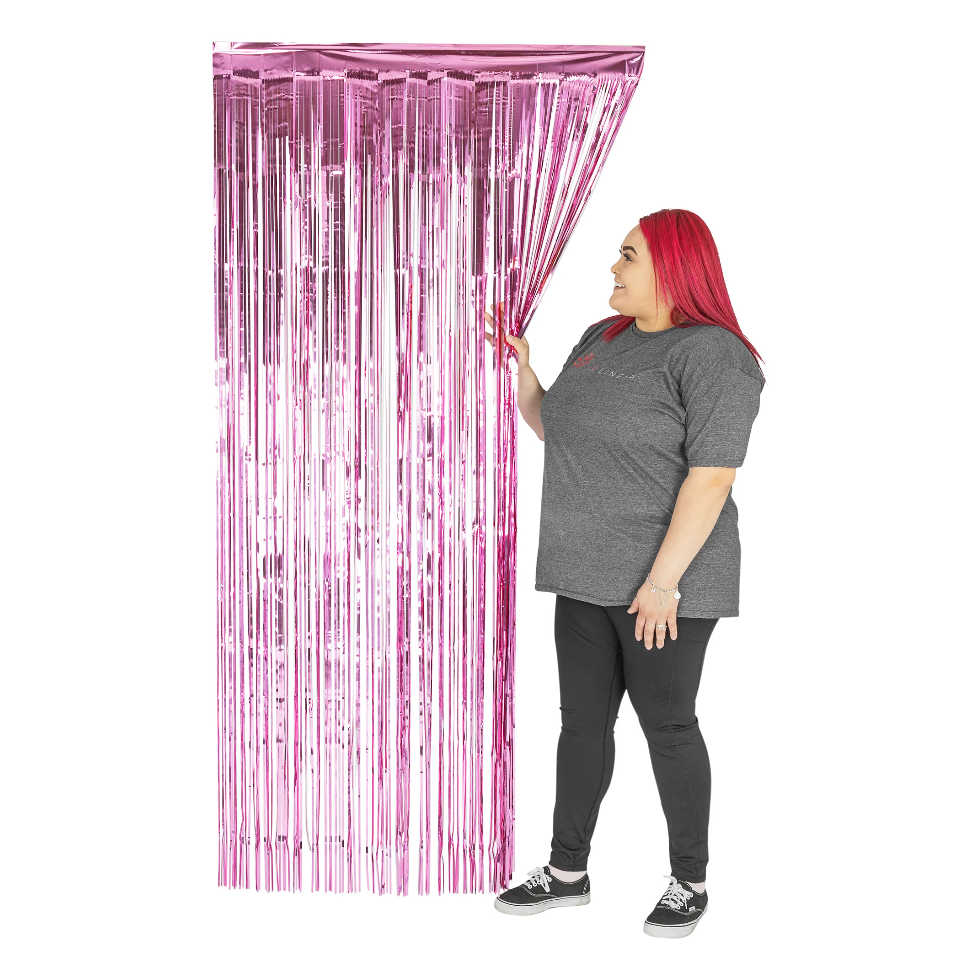 Pink Metallic Foil Fringe Backdrop Curtain 6.5 ft - Image 5