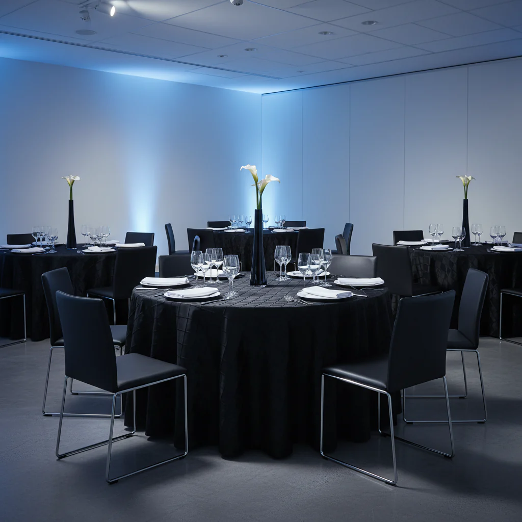 Pintuck 120" Round Tablecloth - Black - Image 5