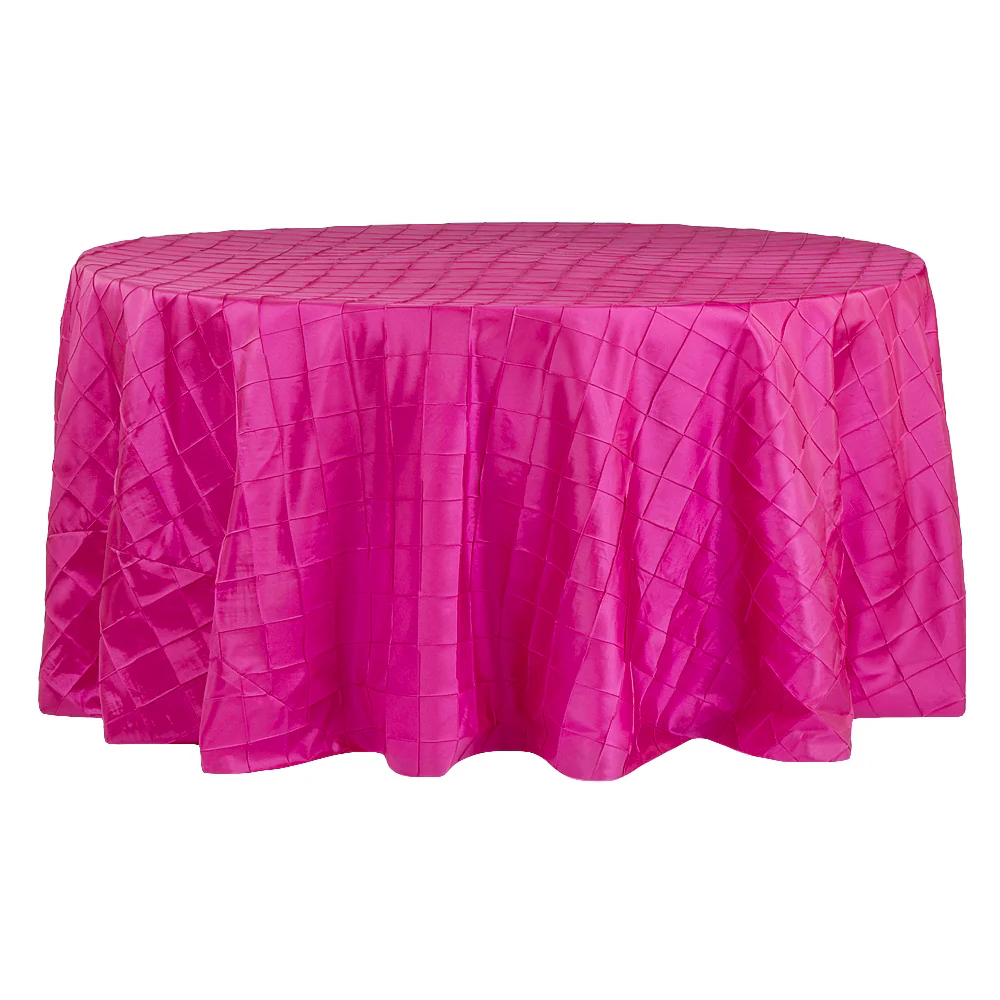 Pintuck 120" Round Tablecloth - Fuchsia - Image 3