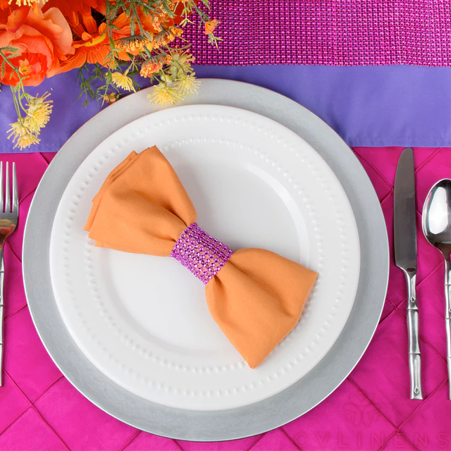 Pintuck 120" Round Tablecloth - Fuchsia - Image 6