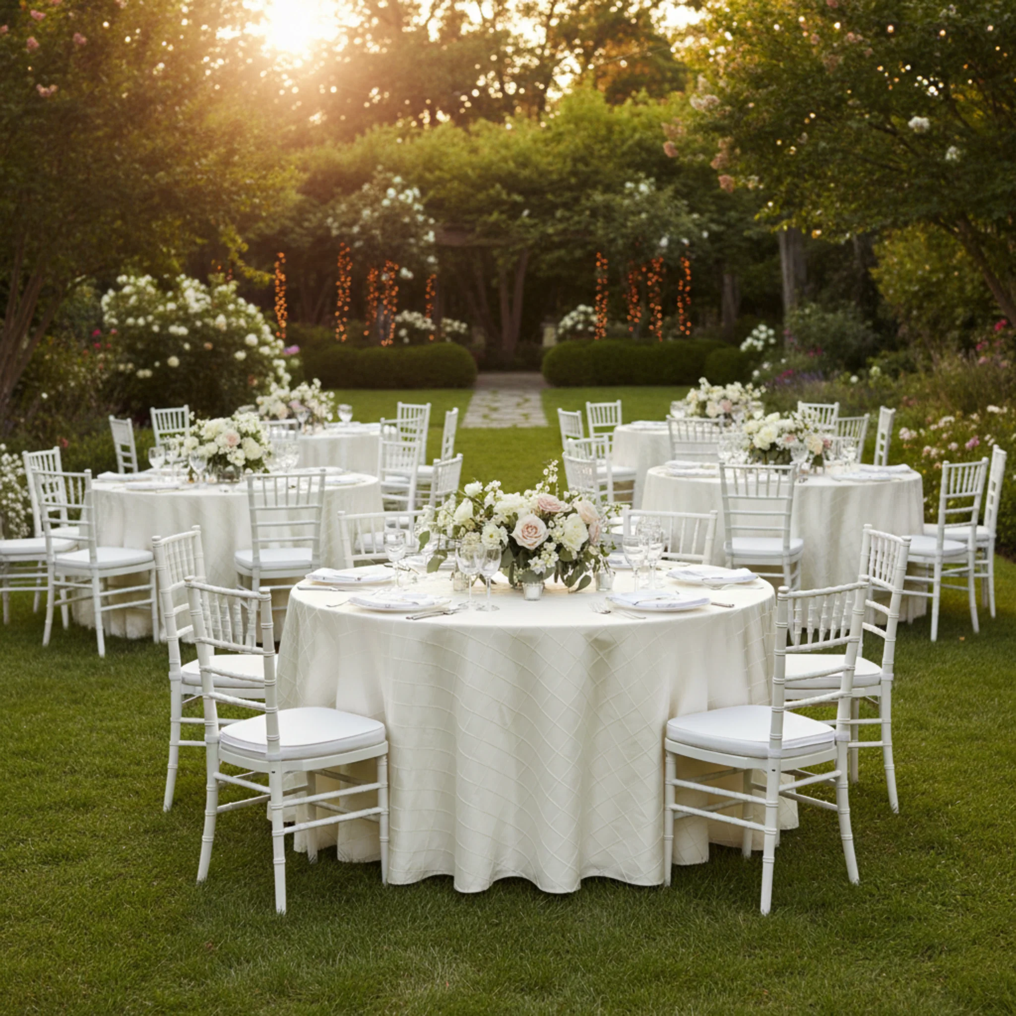 Pintuck 120" Round Tablecloth - Ivory - Image 3