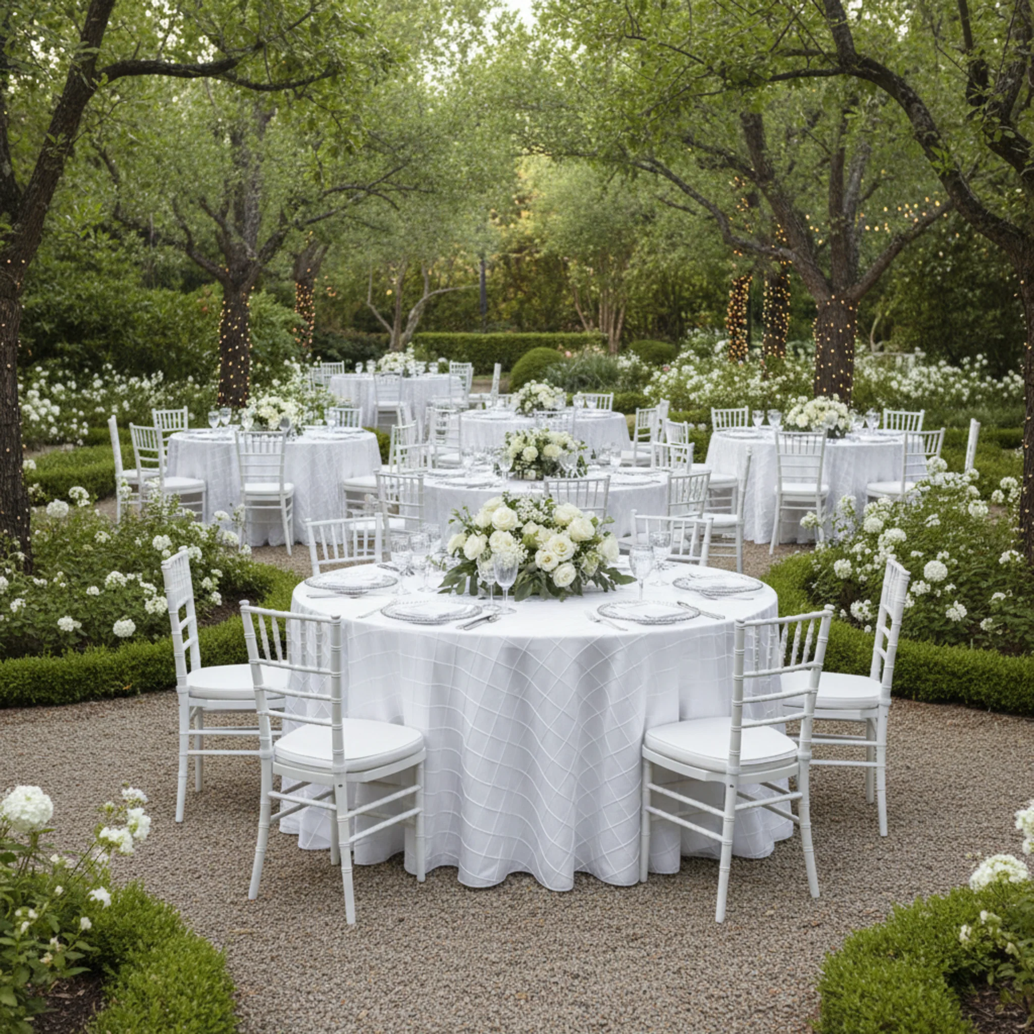 Pintuck 120" Round Tablecloth - White - Image 4