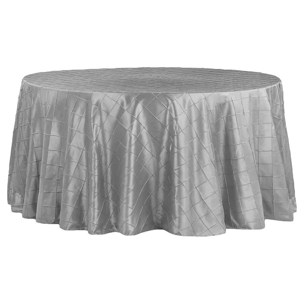 Pintuck 132" Round Tablecloth - Silver