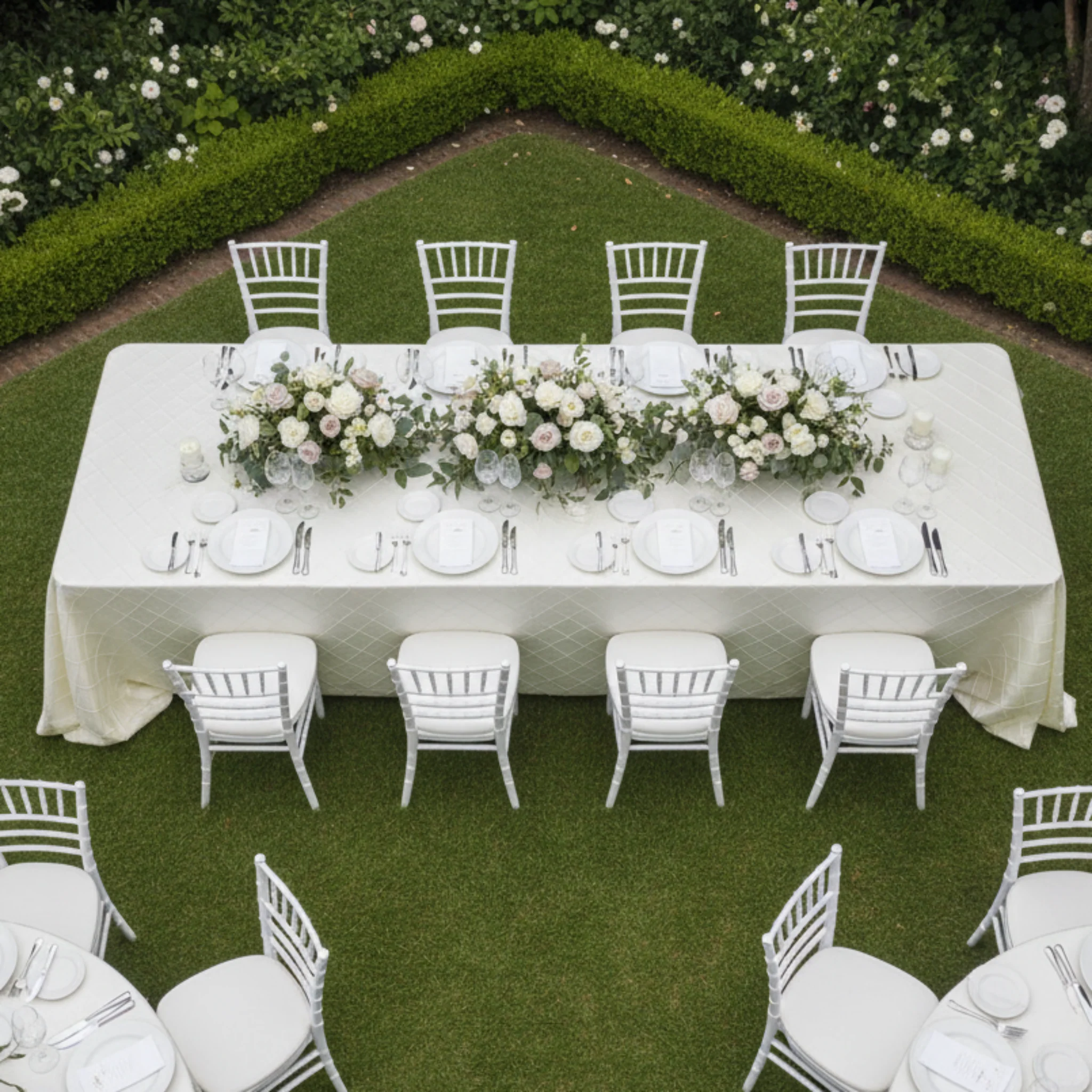 Pintuck 90"x132" Rectangular Tablecloth - Ivory - Image 4