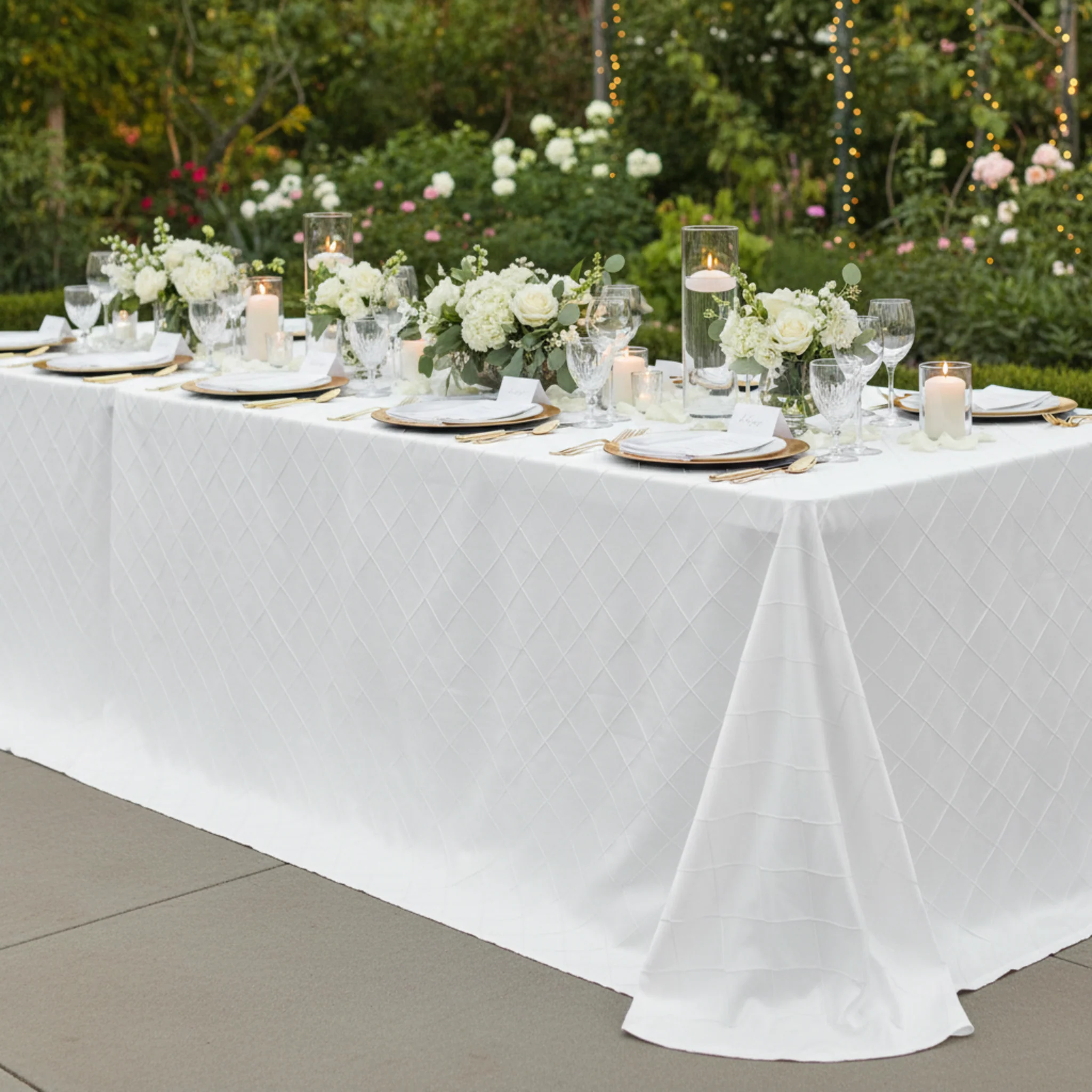 Pintuck 90"x132" Rectangular Tablecloth - White - Image 3