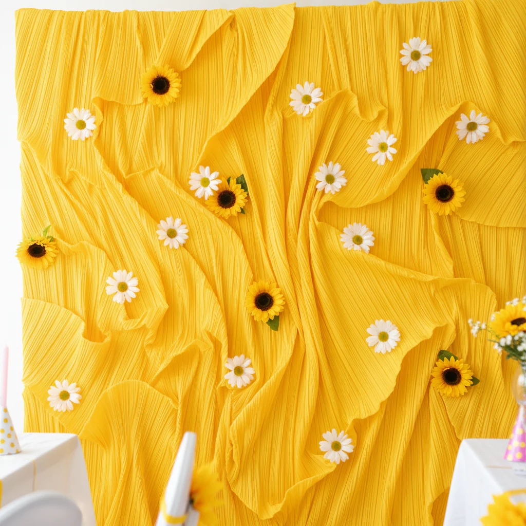 Pleated Crinkle DIY Textured Fabric 10 yards - Yellow - Image 3