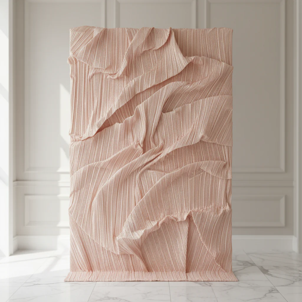 Pleated Crinkle DIY Textured Fabric 10 yards - Blush/Rose Gold