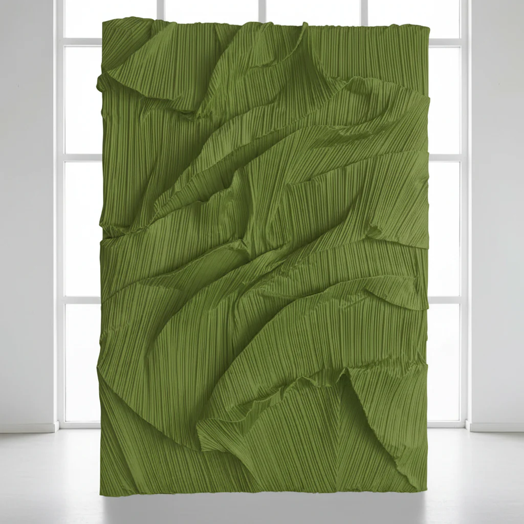 Pleated Crinkle DIY Textured Fabric 10 yards - Olive Green