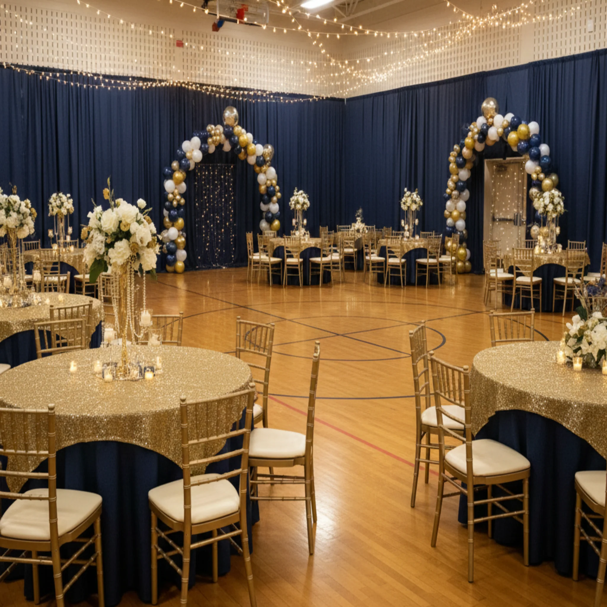 Poly Premier Fire Retardant (FR) 10ft H x 60" W drape/backdrop - Navy Blue - Image 3
