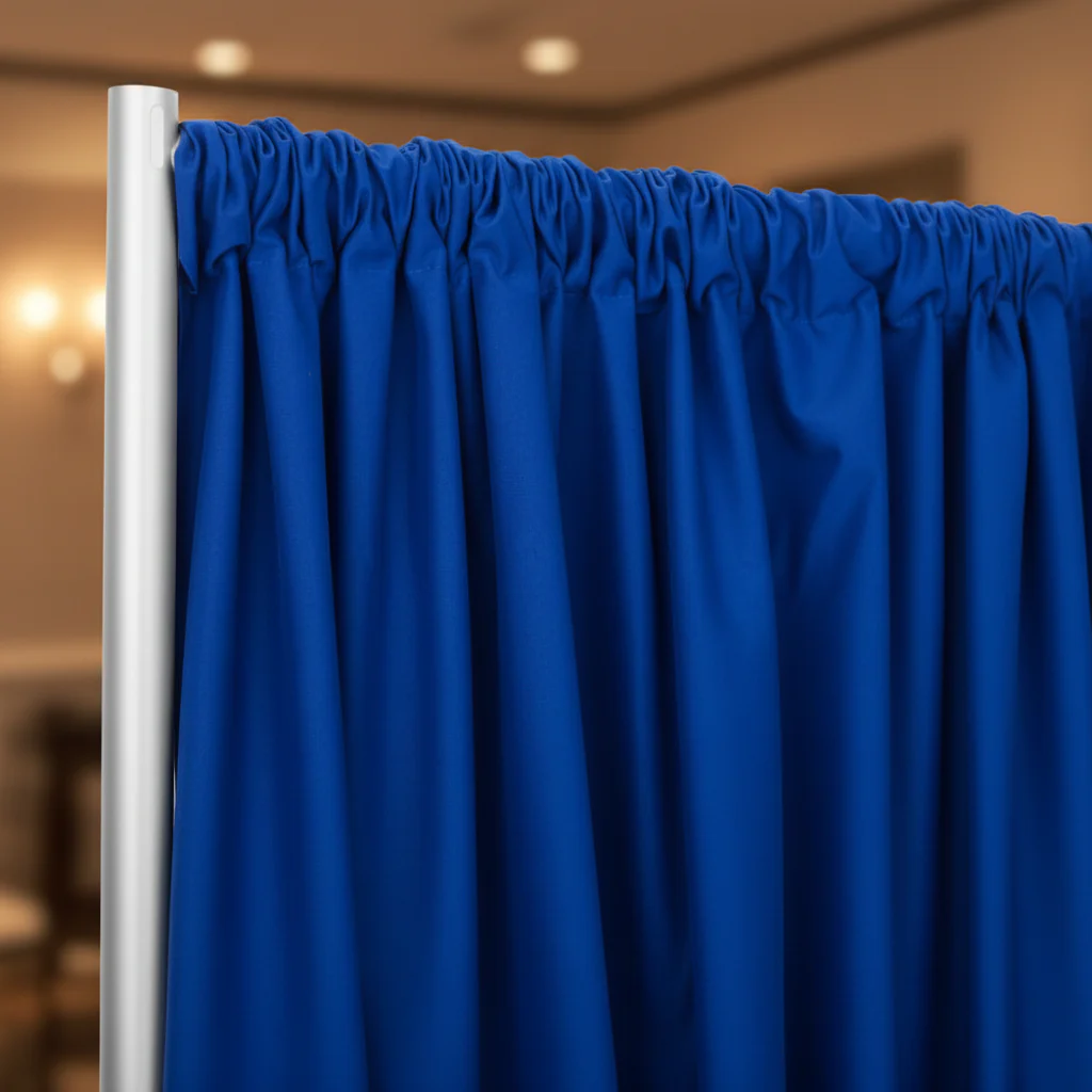 Poly Premier Fire Retardant (FR) 12ft H x 60" W drape/backdrop - Royal Blue - Image 3