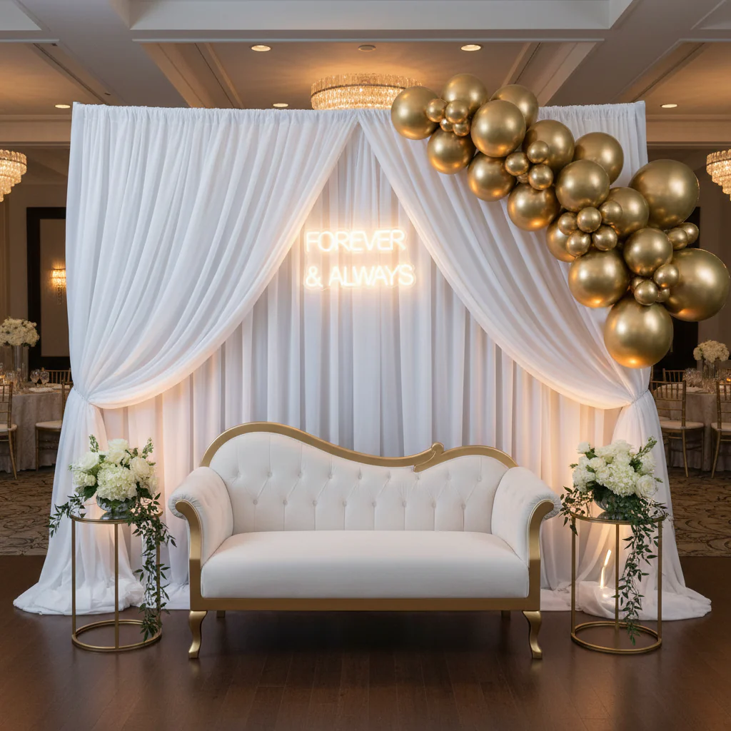Poly Premier Fire Retardant (FR) 12ft H x 60" W drape/backdrop - White - Image 3