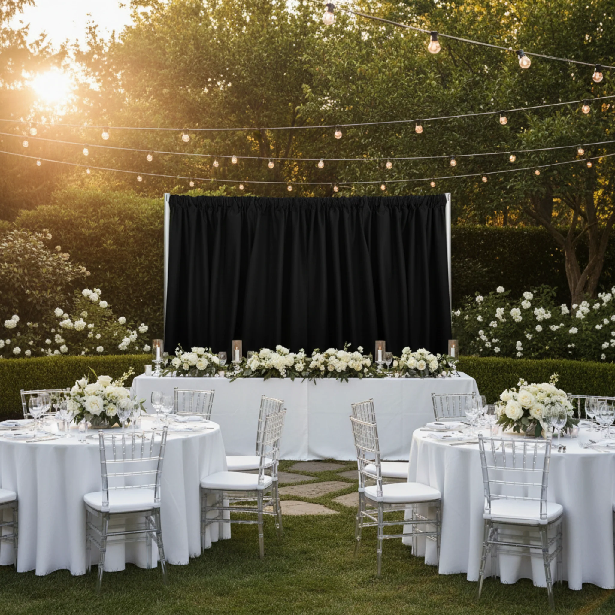Poly Premier Fire Retardant (FR) 8ft H x 60" W drape/backdrop - Black - Image 5