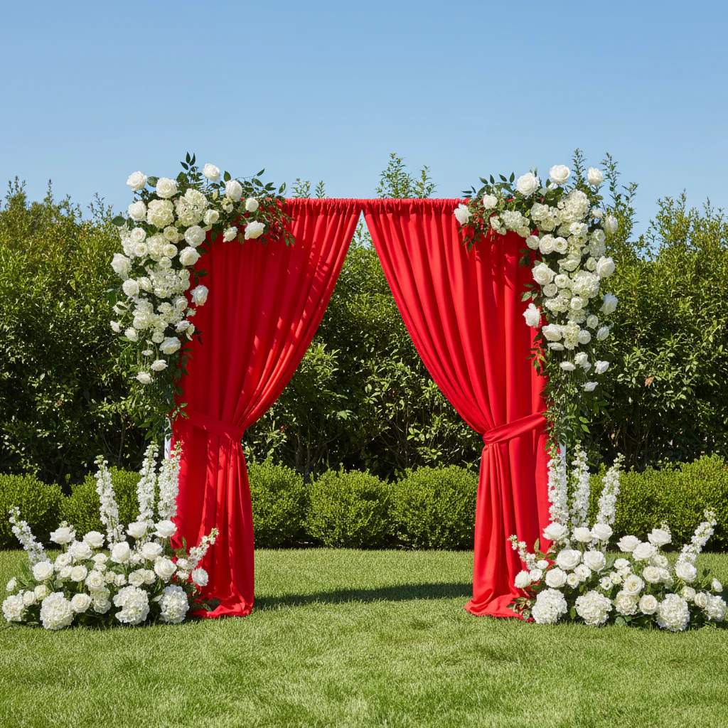 Poly Premier Fire Retardant (FR) 8ft H x 60" W drape/backdrop - Red - Image 4