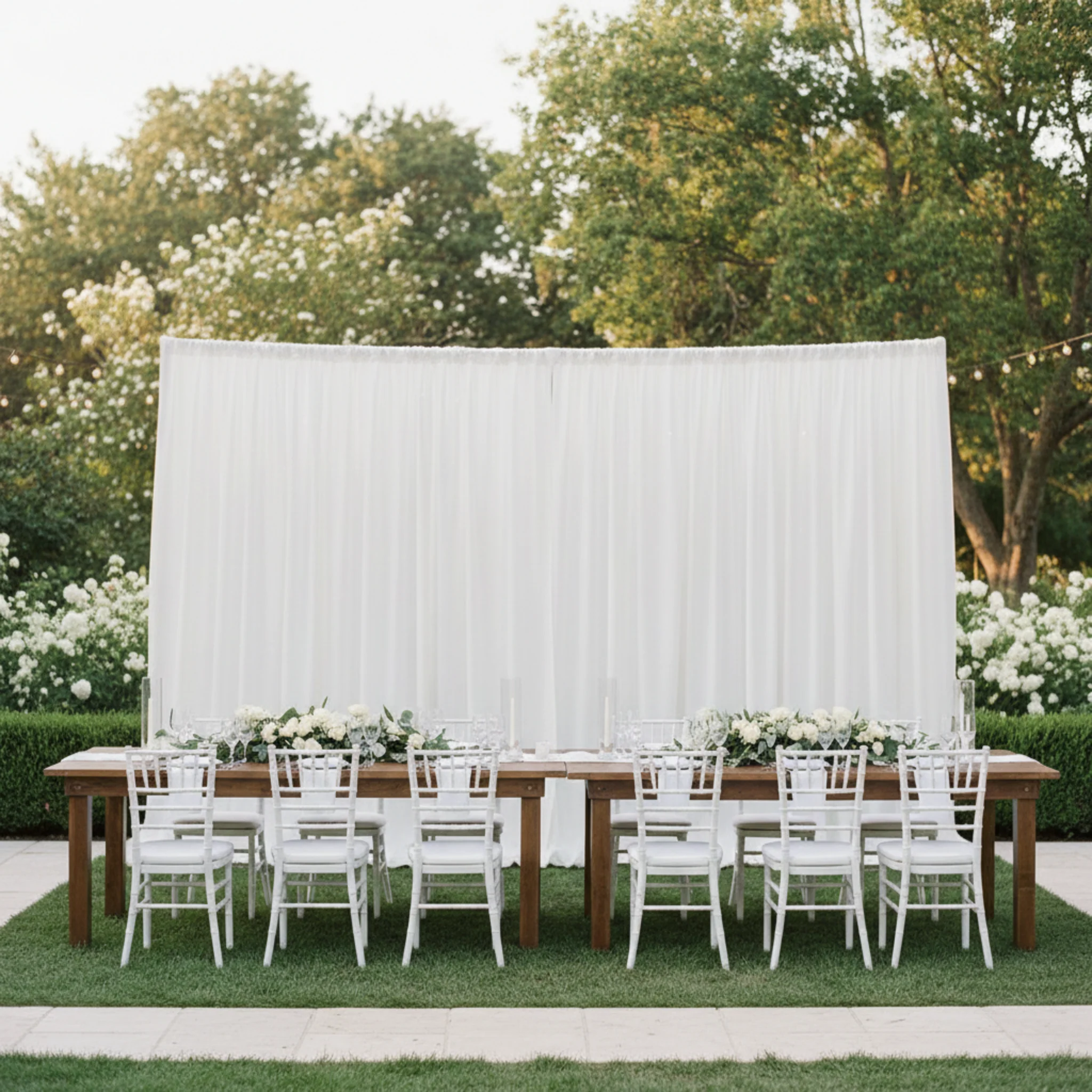Poly Premier Fire Retardant (FR) 8ft H x 60" W drape/backdrop - White - Image 3